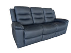 Roma 3 Seater Manual Recliner Anti Scratch Leather Black