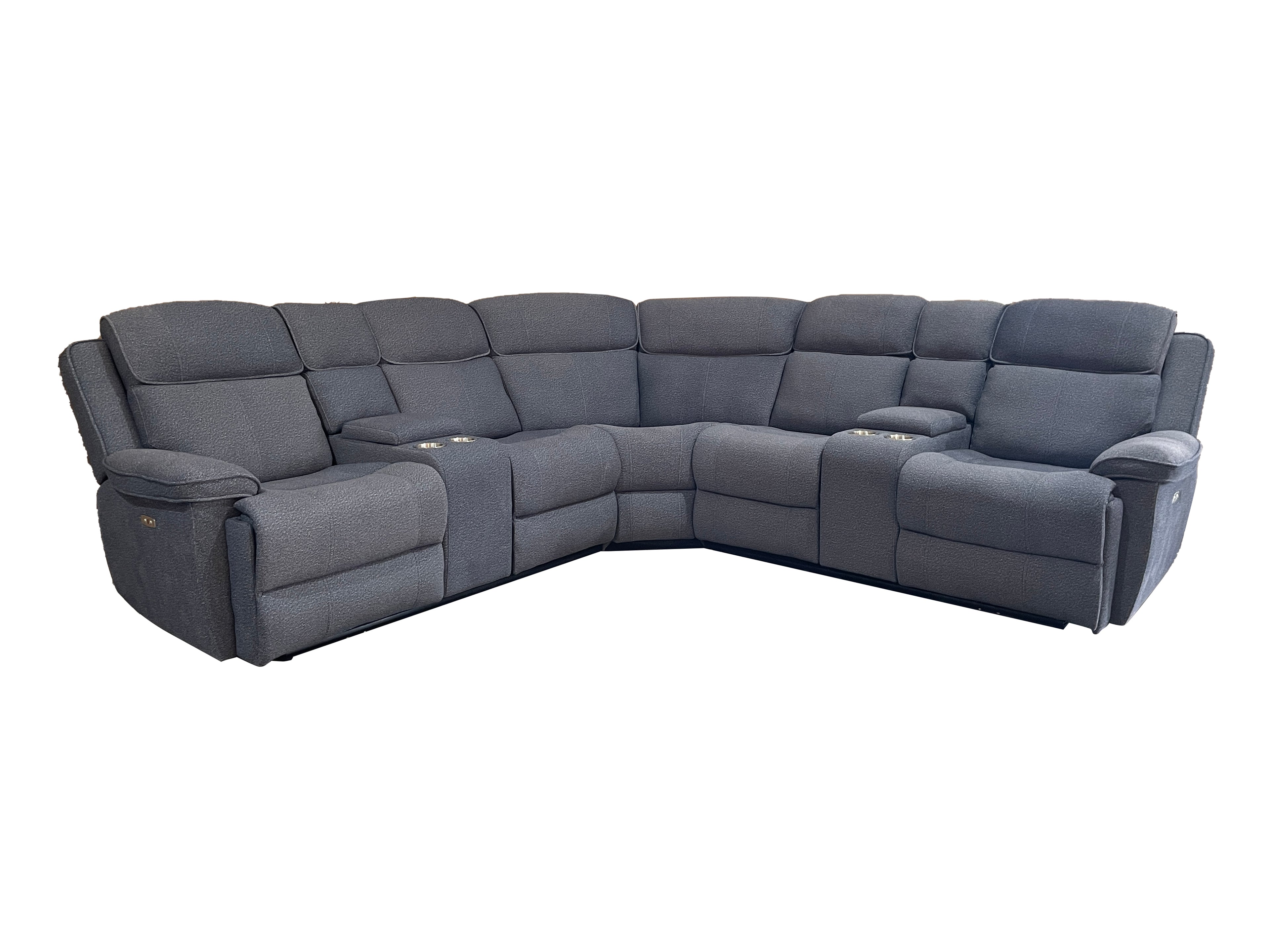 Hannah Fabric Corner Electric Recliner with cupholders and Console Box Grey