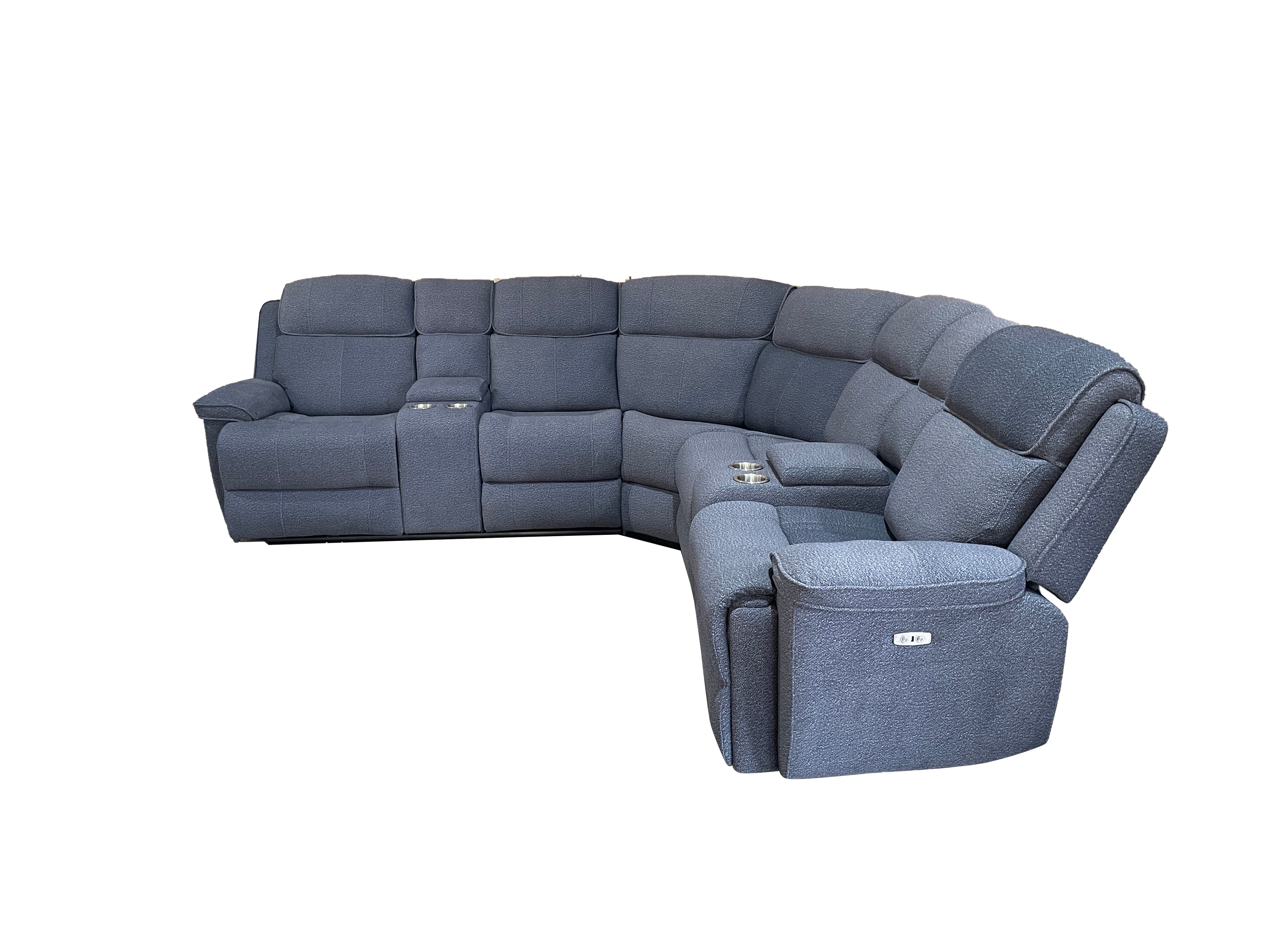 Hannah Fabric Corner Electric Recliner with cupholders and Console Box Grey