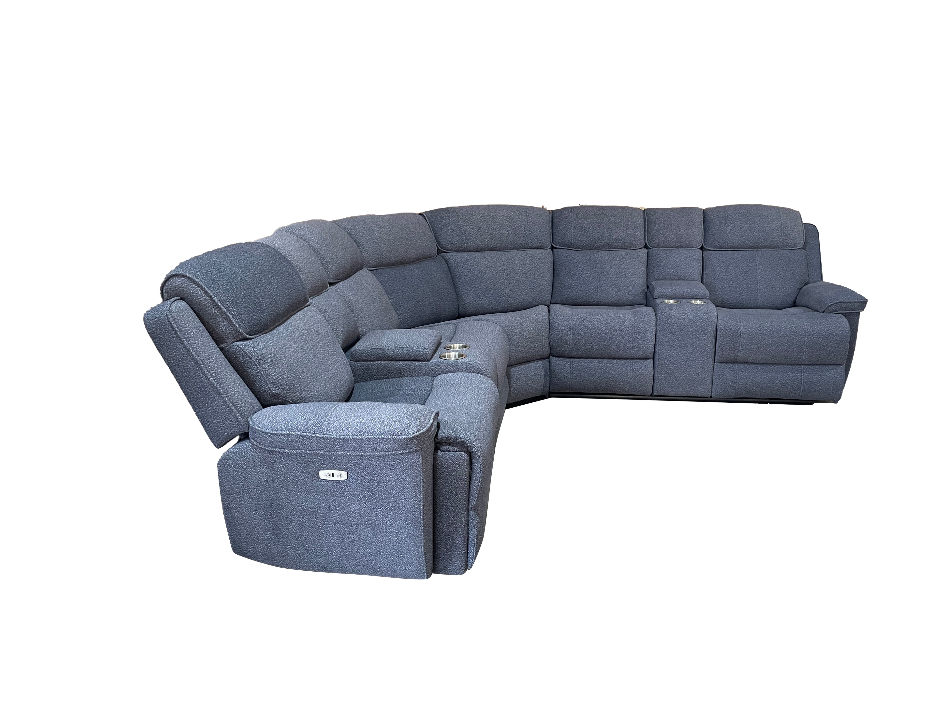 Hannah Fabric Corner Electric Recliner with cupholders and Console Box Grey