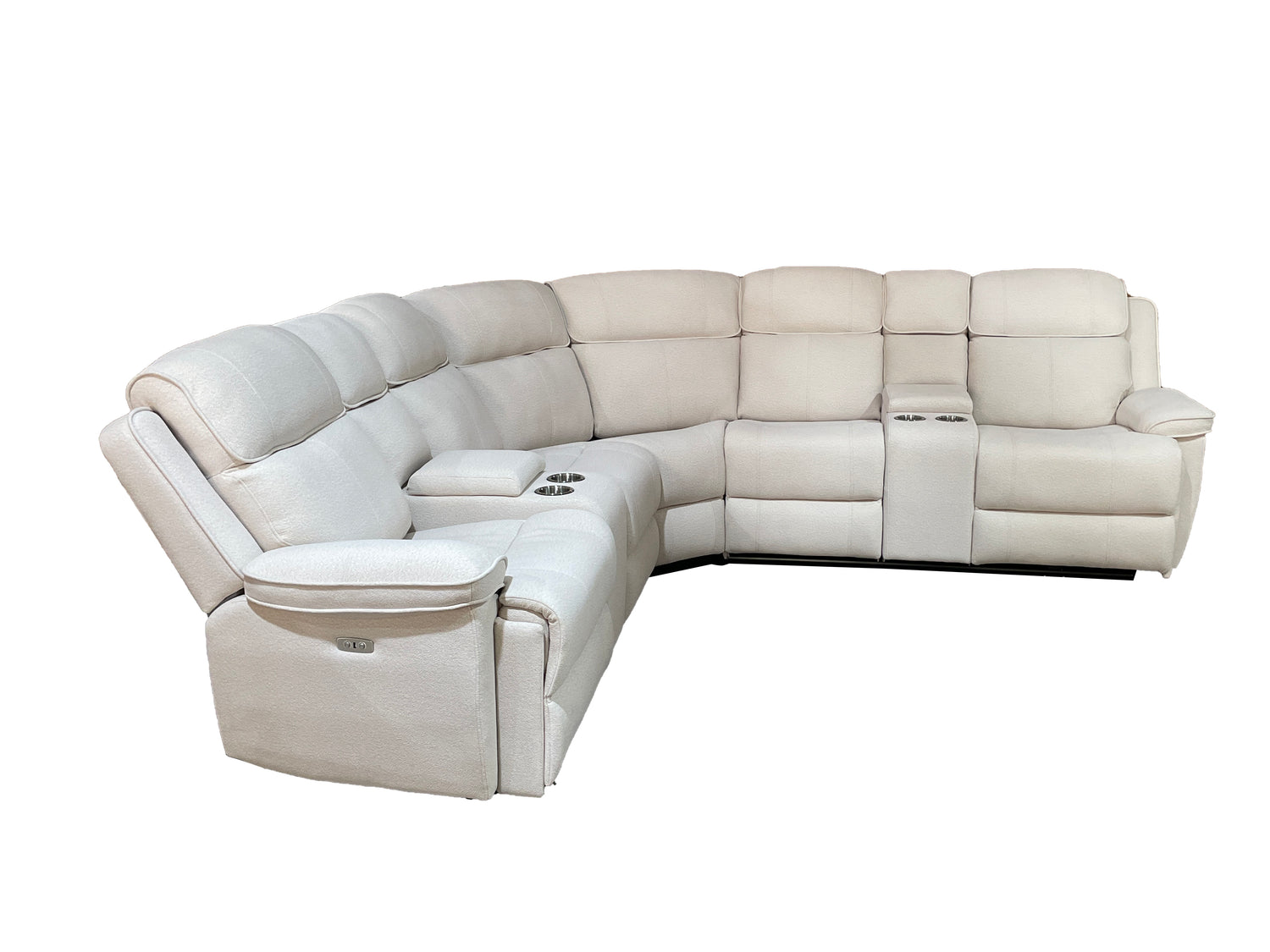 Hannah Fabric Corner Electric Recliner with cupholders and Console Box cream