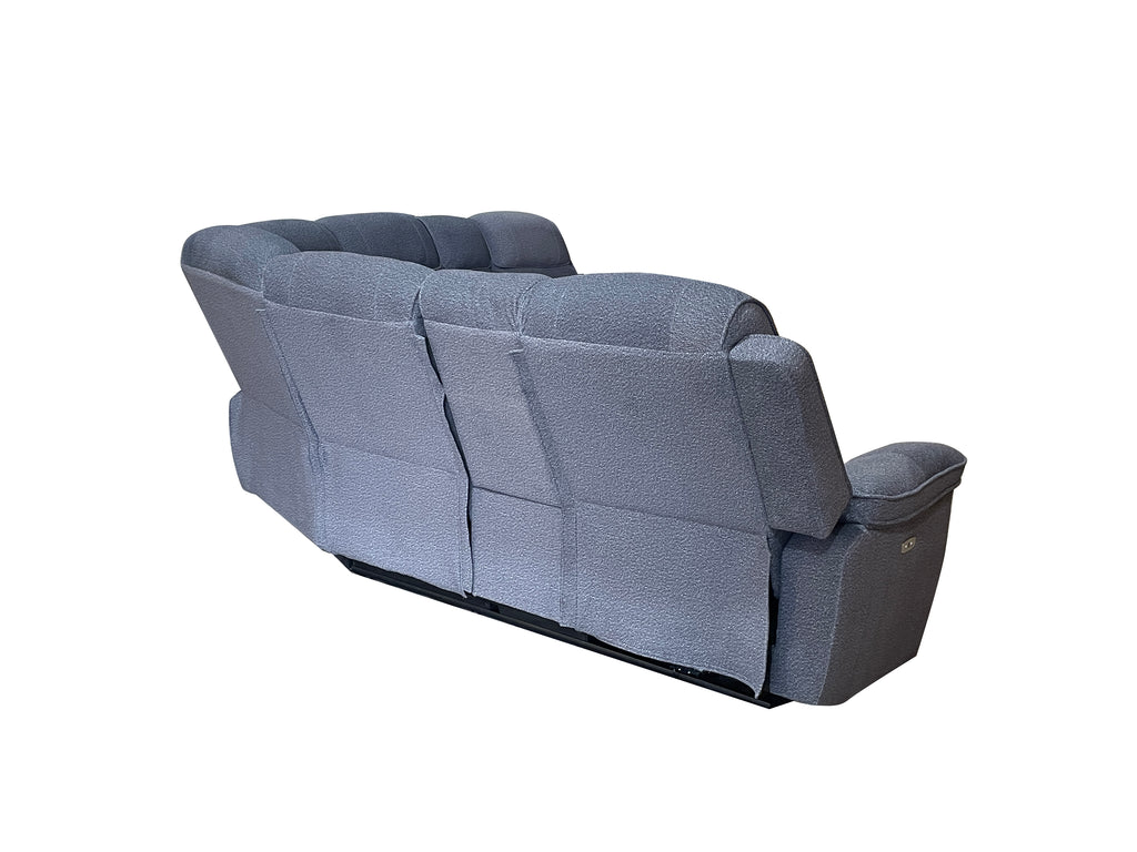 Hannah Fabric Corner Electric Recliner with cupholders and Console Box Grey