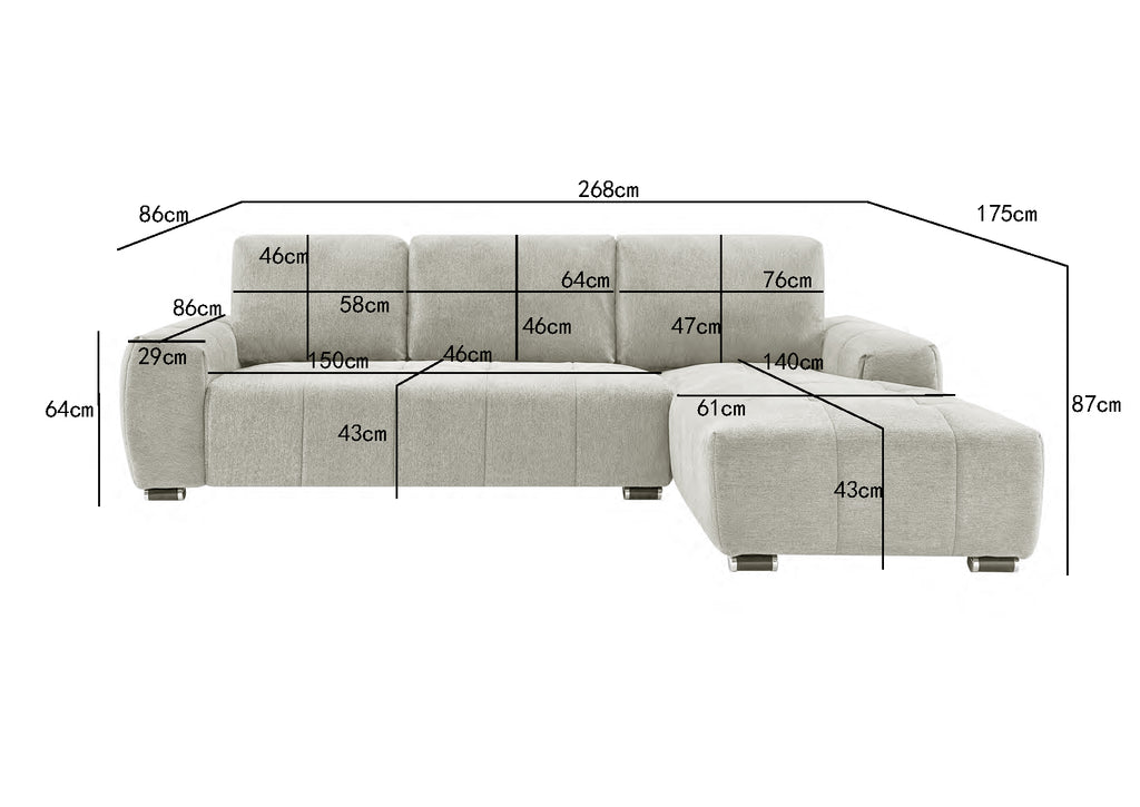 Zuma Right Hand Corner Sofa Beige