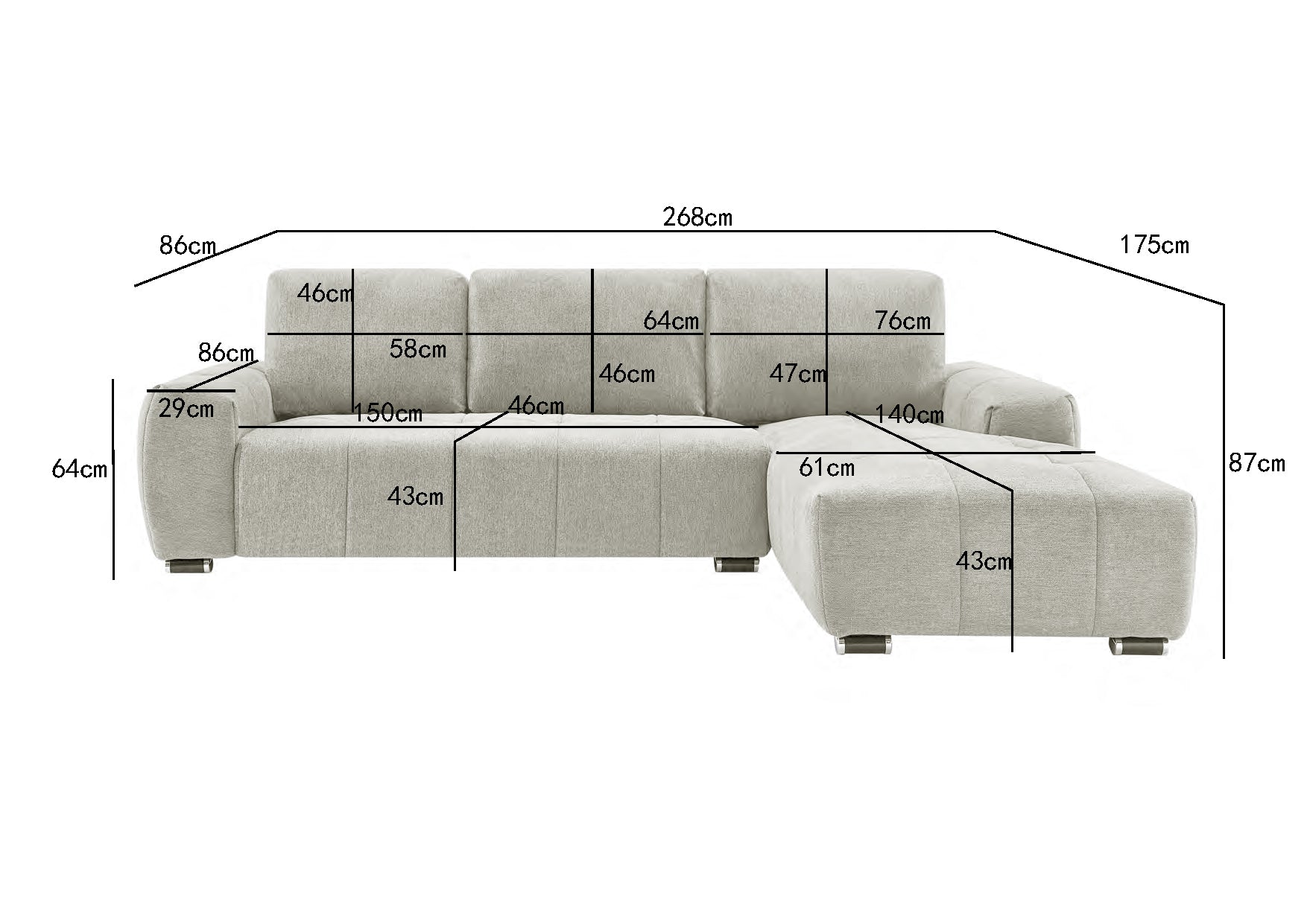 Zuma Right Hand Corner Sofa Beige