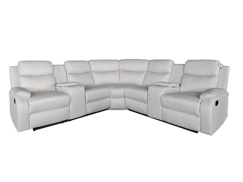 Montari Fabric Manual Recliner with console and cupholders Cream