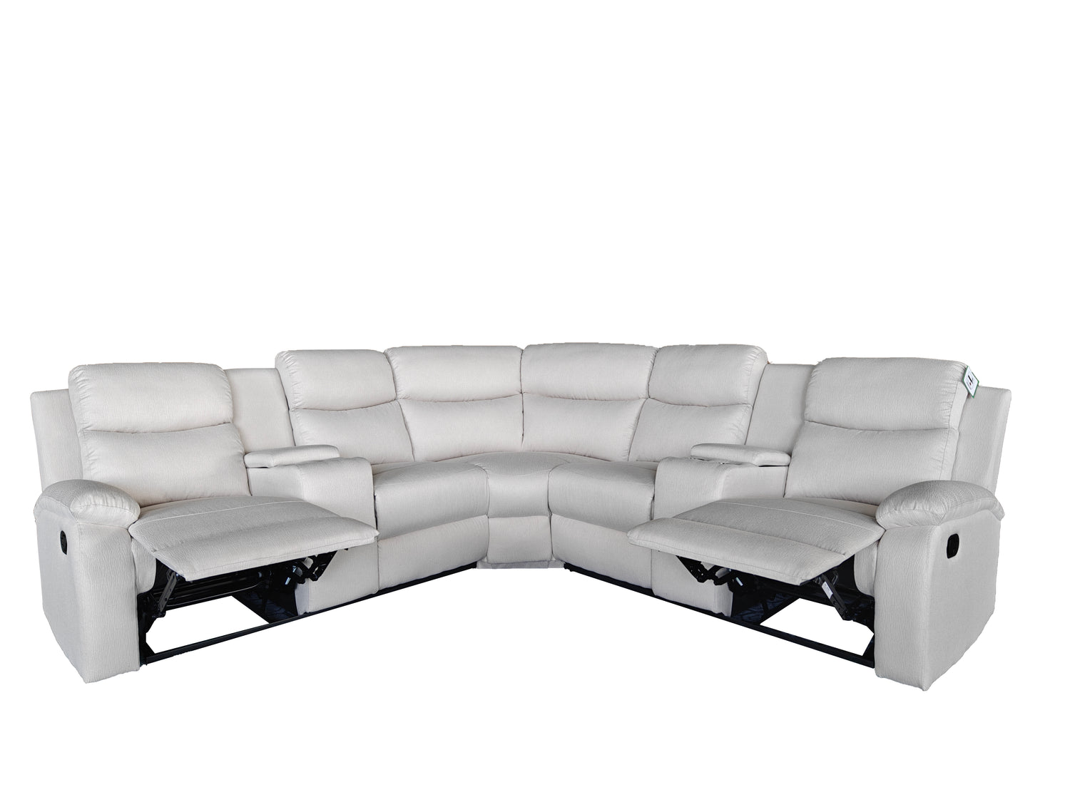 Montari Fabric Manual Recliner with console and cupholders Cream