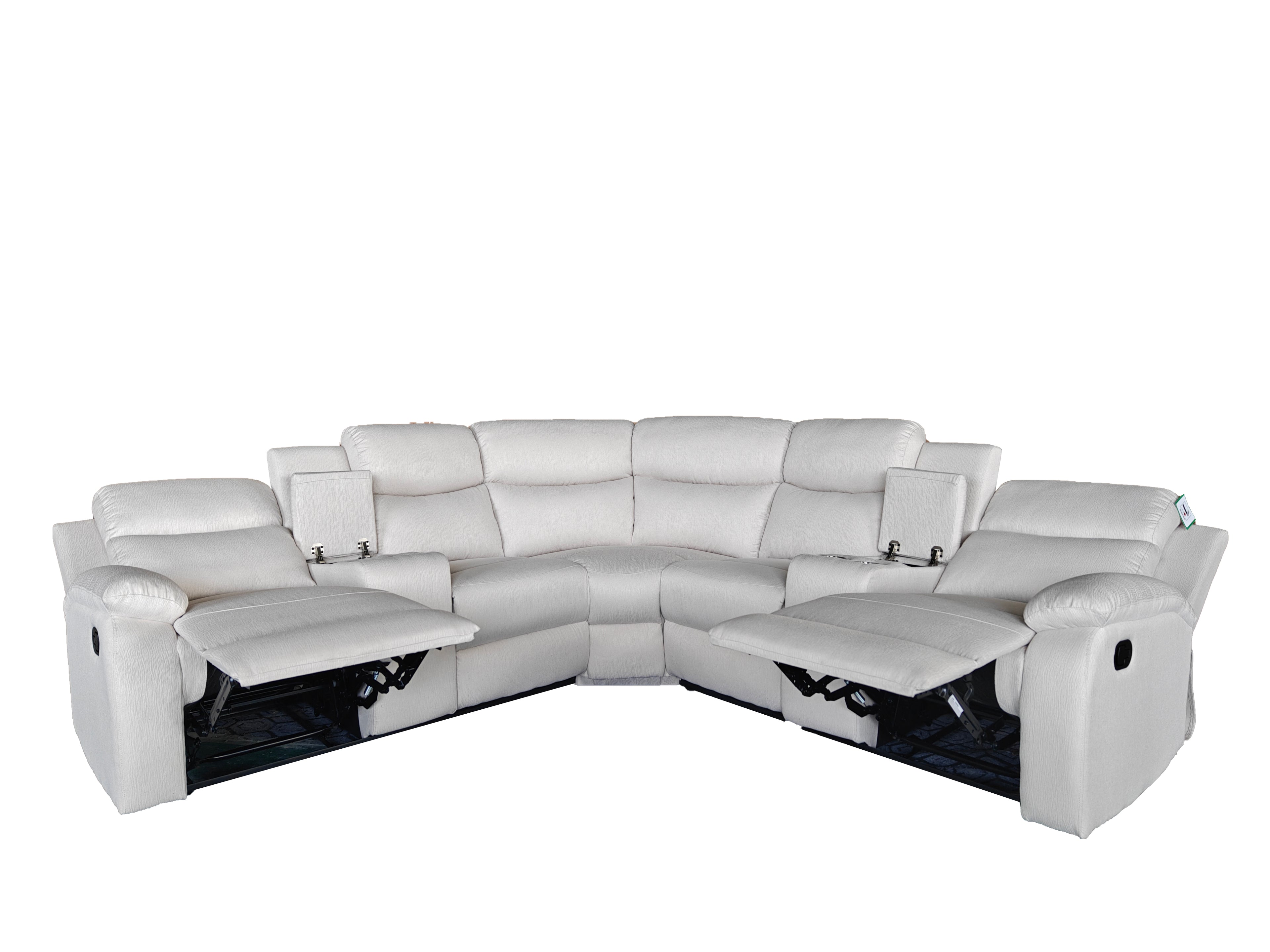 Montari Fabric Manual Recliner with console and cupholders Cream
