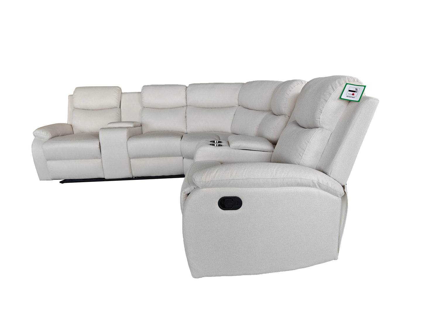 Montari Fabric Manual Recliner with console and cupholders Cream