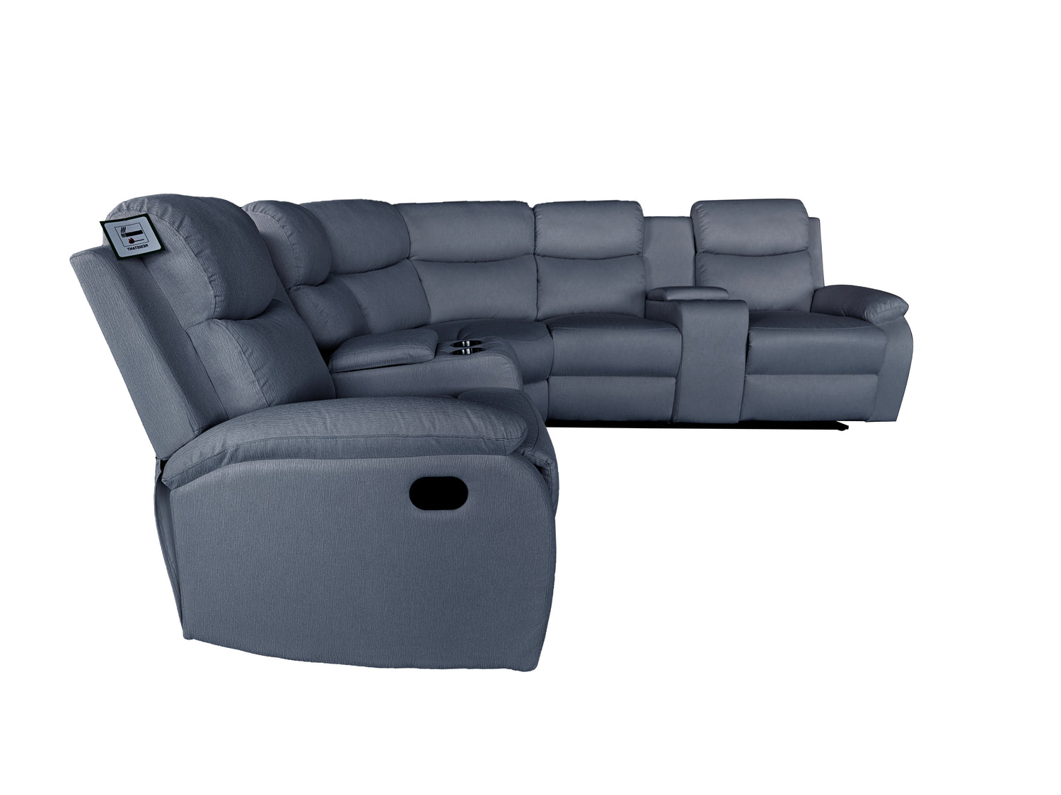 Montari Fabric Manual Recliner with console and cupholders Grey