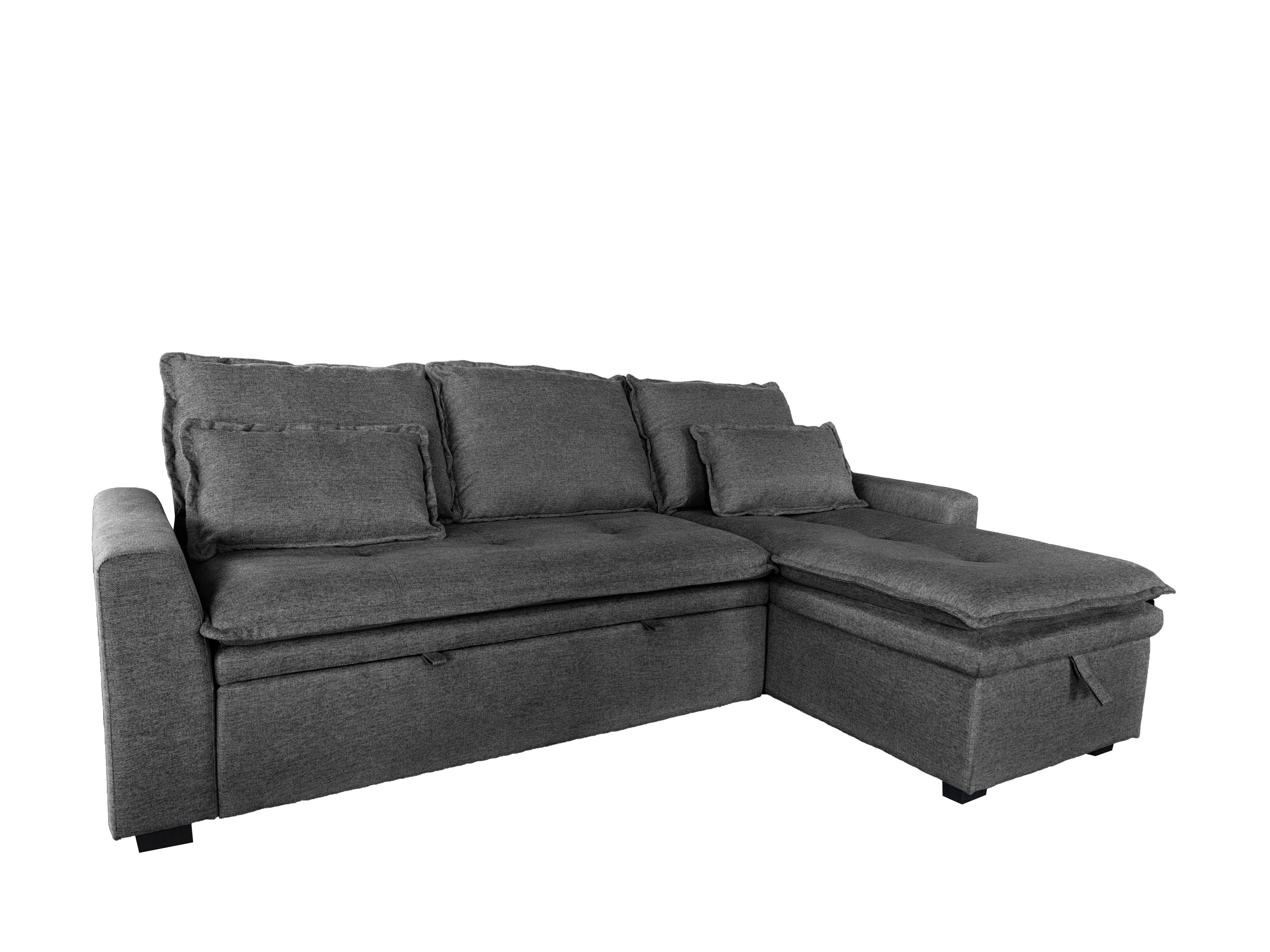 Cozeo Corner Sofa bed with Storage Chase Grey