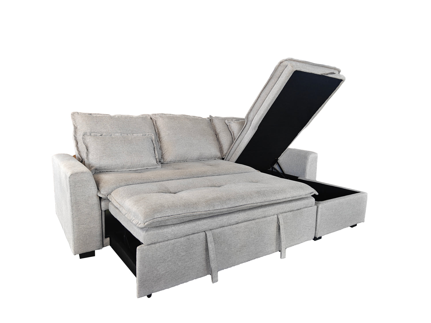 Cozeo Corner Sofa bed with Storage Chase Silver