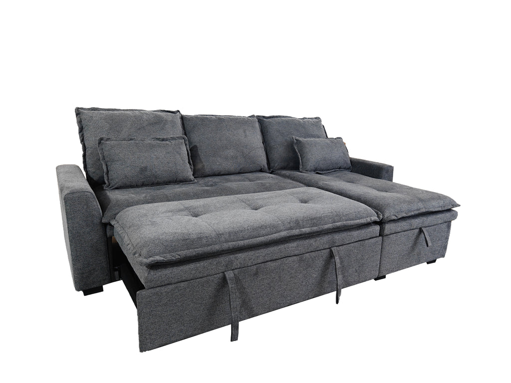 Cozeo Corner Sofa bed with Storage Chase Grey