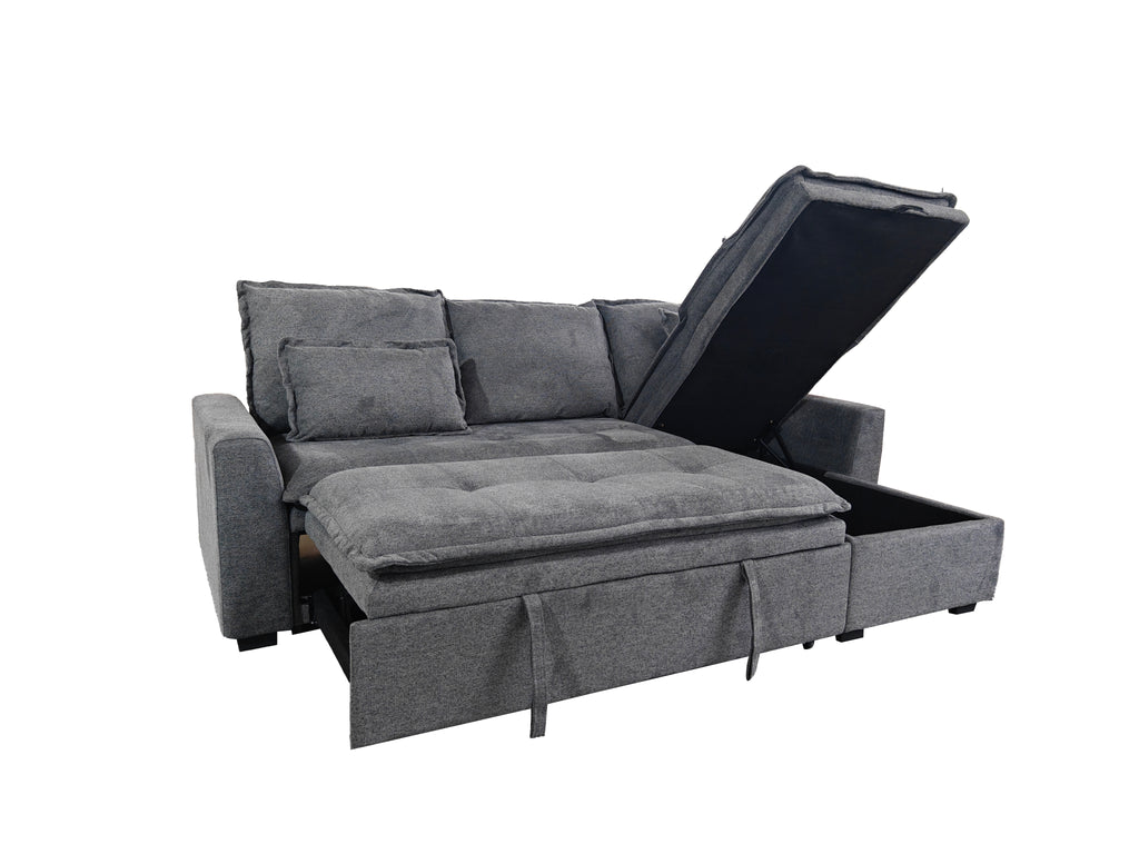 Cozeo Corner Sofa bed with Storage Chase Grey