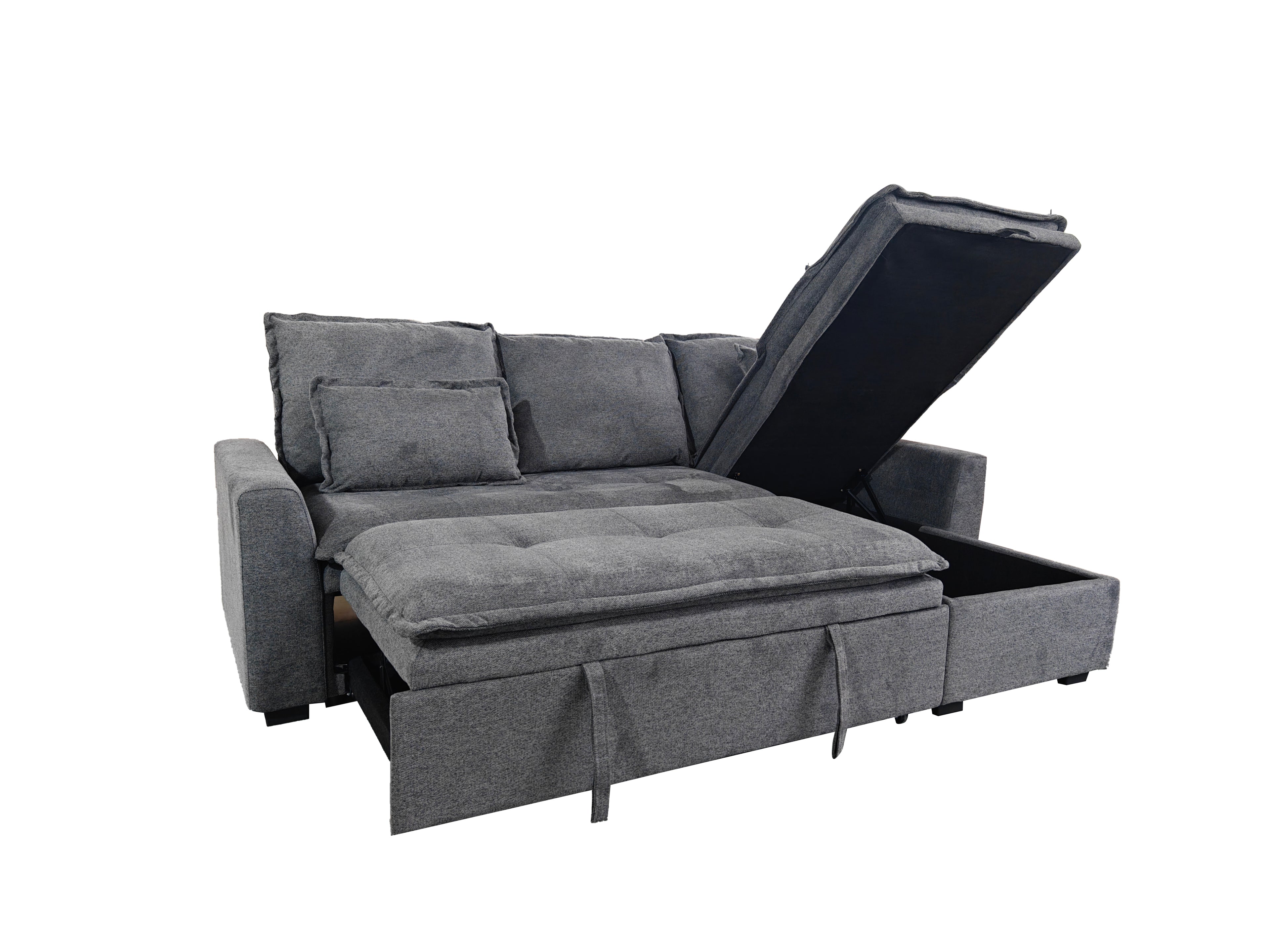 Cozeo Corner Sofa bed with Storage Chase Grey