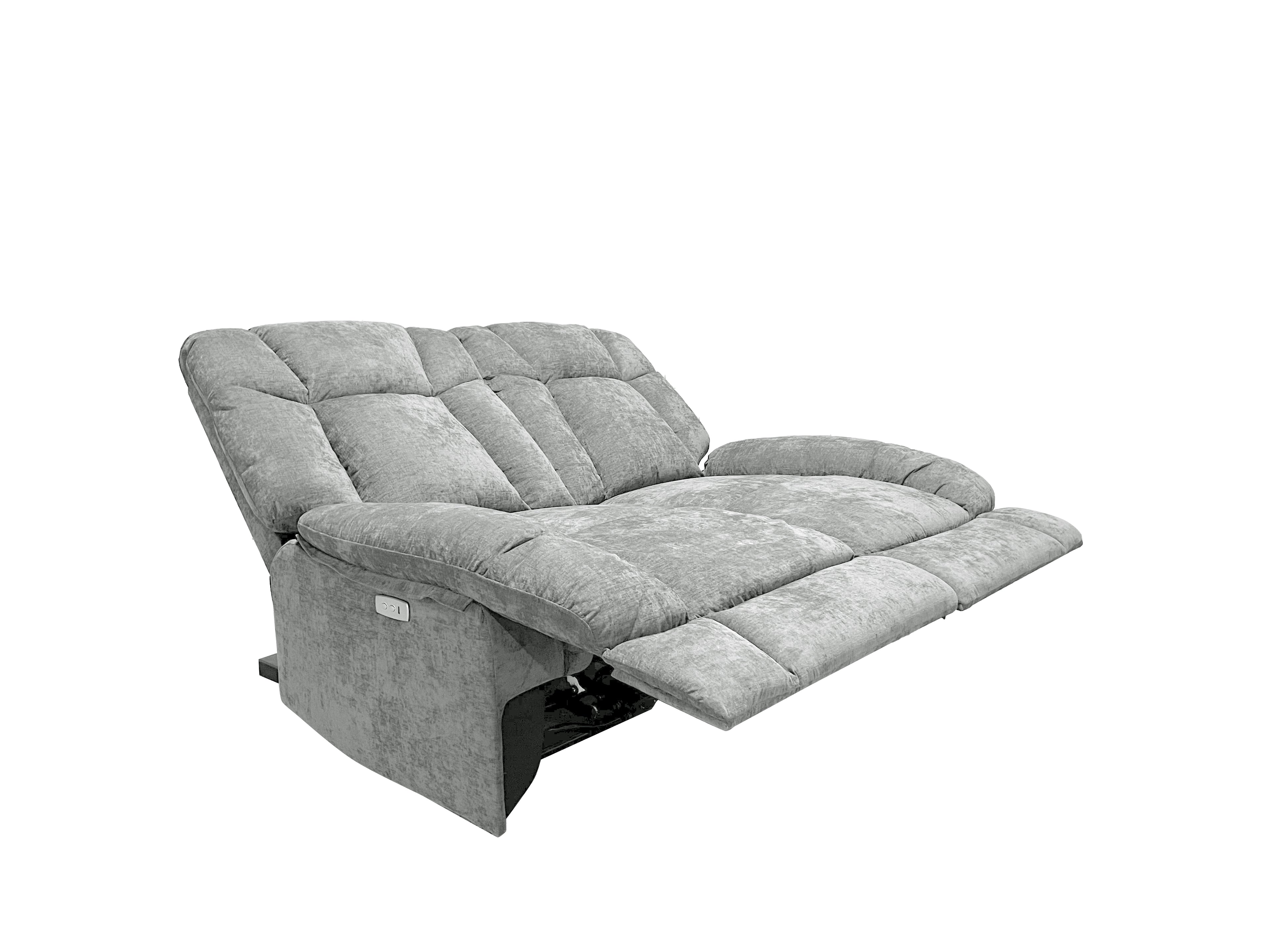 Harlow Fabric 2+3 Seater Electric Recliner Set Silver
