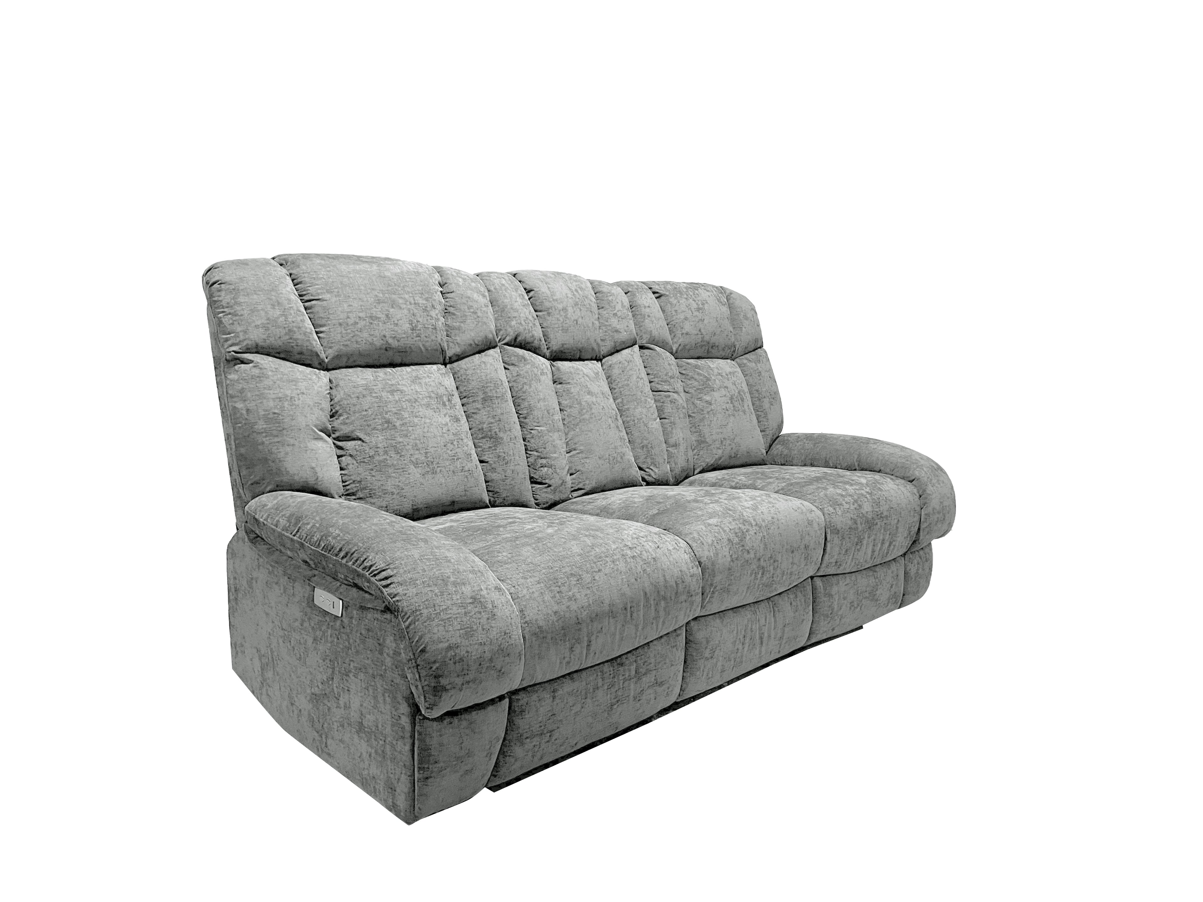 Harlow Fabric 2+3 Seater Electric Recliner Set Silver
