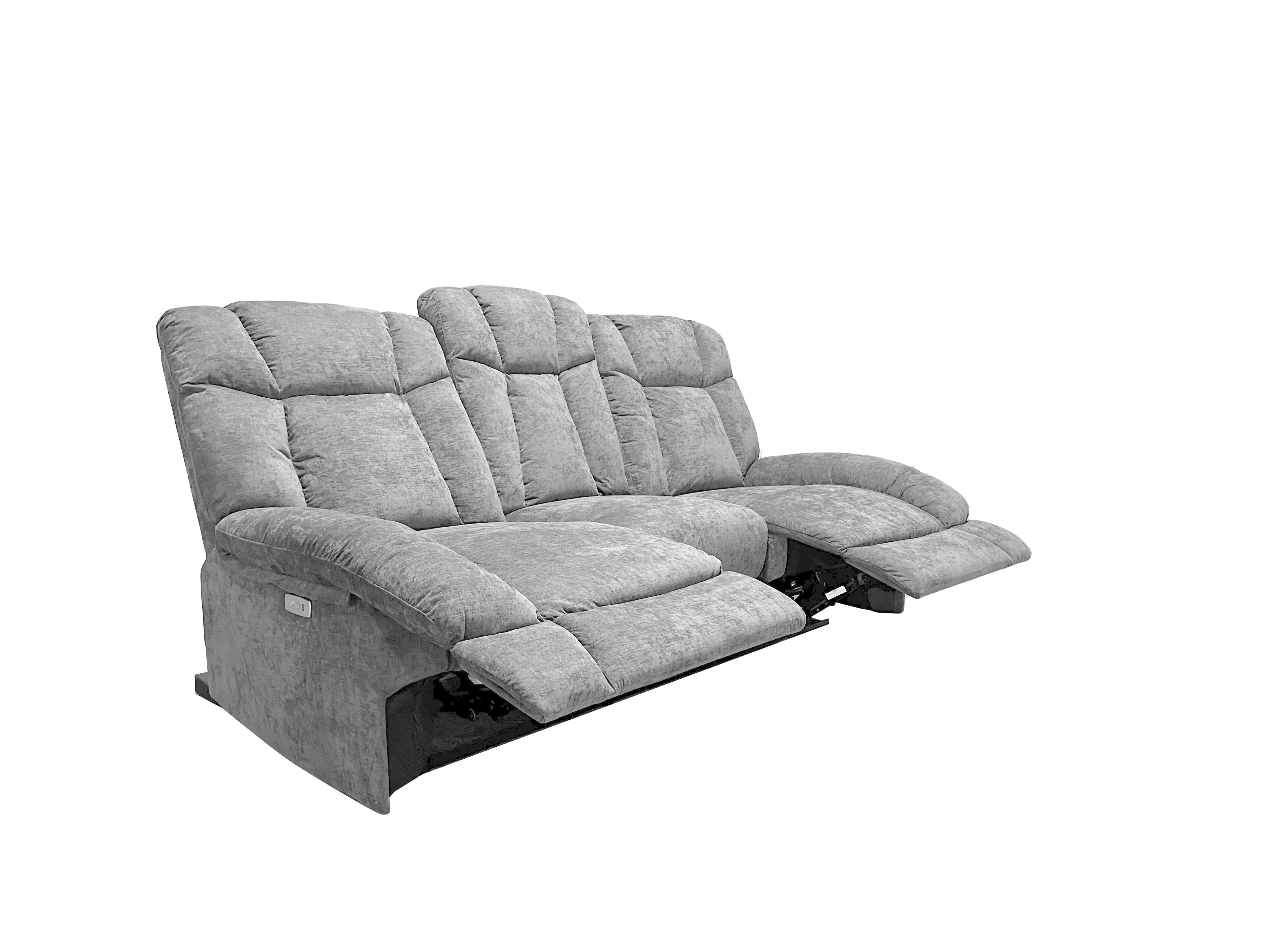 Harlow Fabric 2+3 Seater Electric Recliner Set Silver