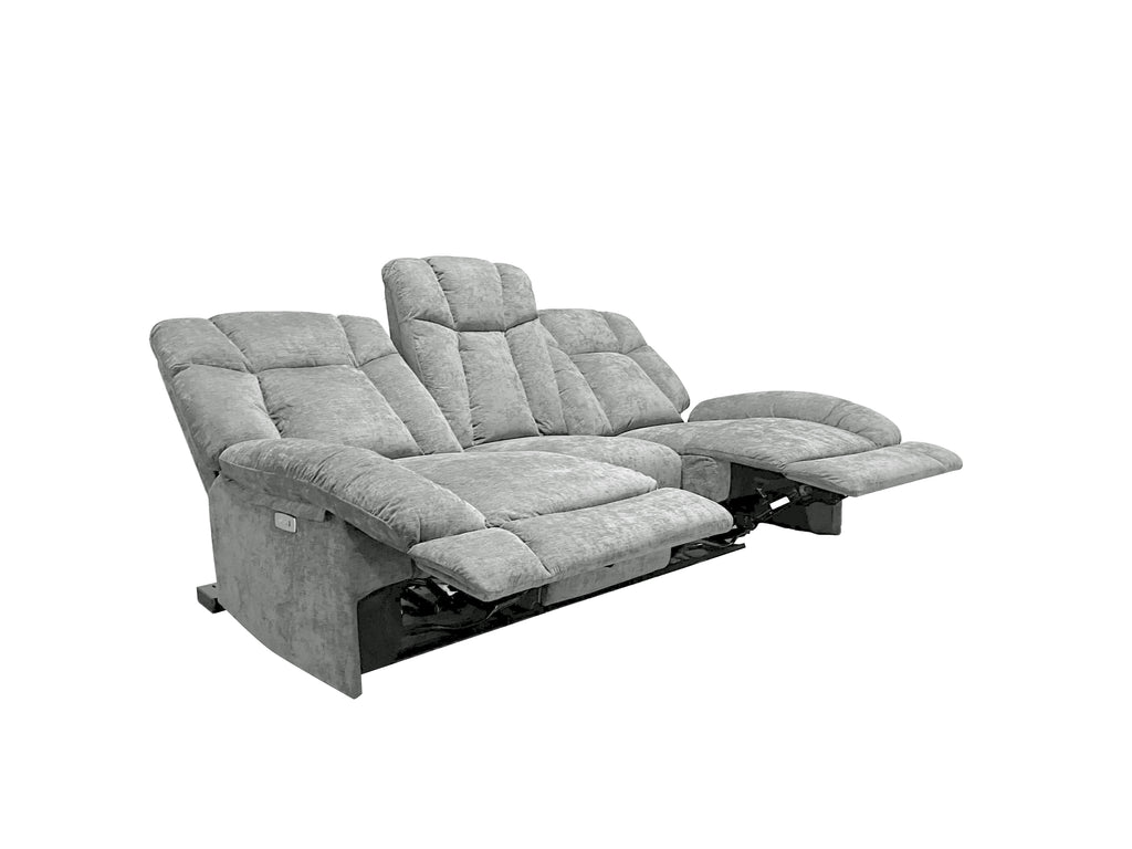 Harlow Fabric 3 Seater Electric Recliner Set Silver