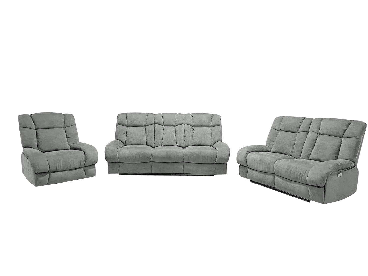 Harlow Fabric 2 Seater Electric Recliner Set Silver