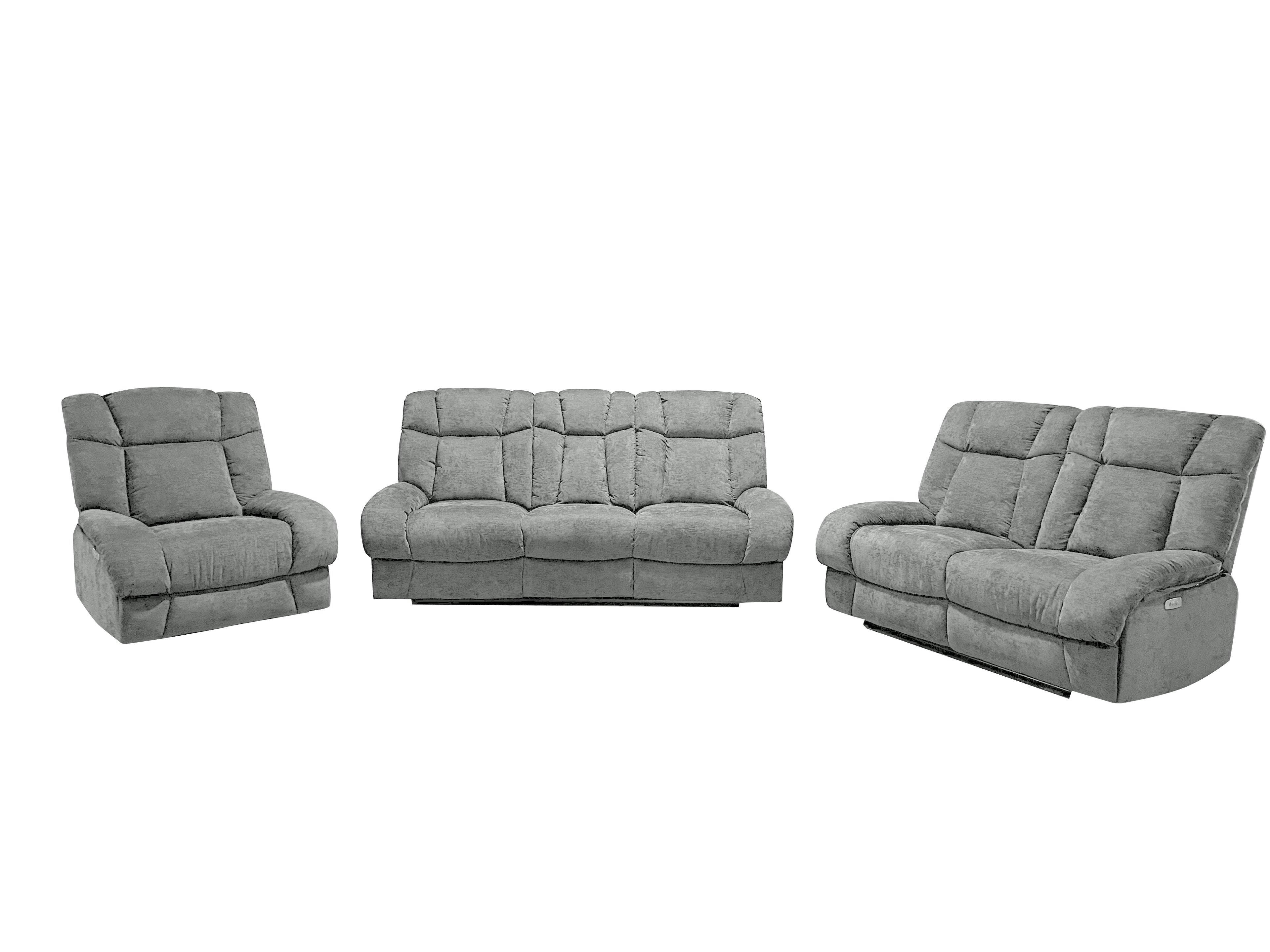 Harlow Fabric 2+3 Seater Electric Recliner Set Silver