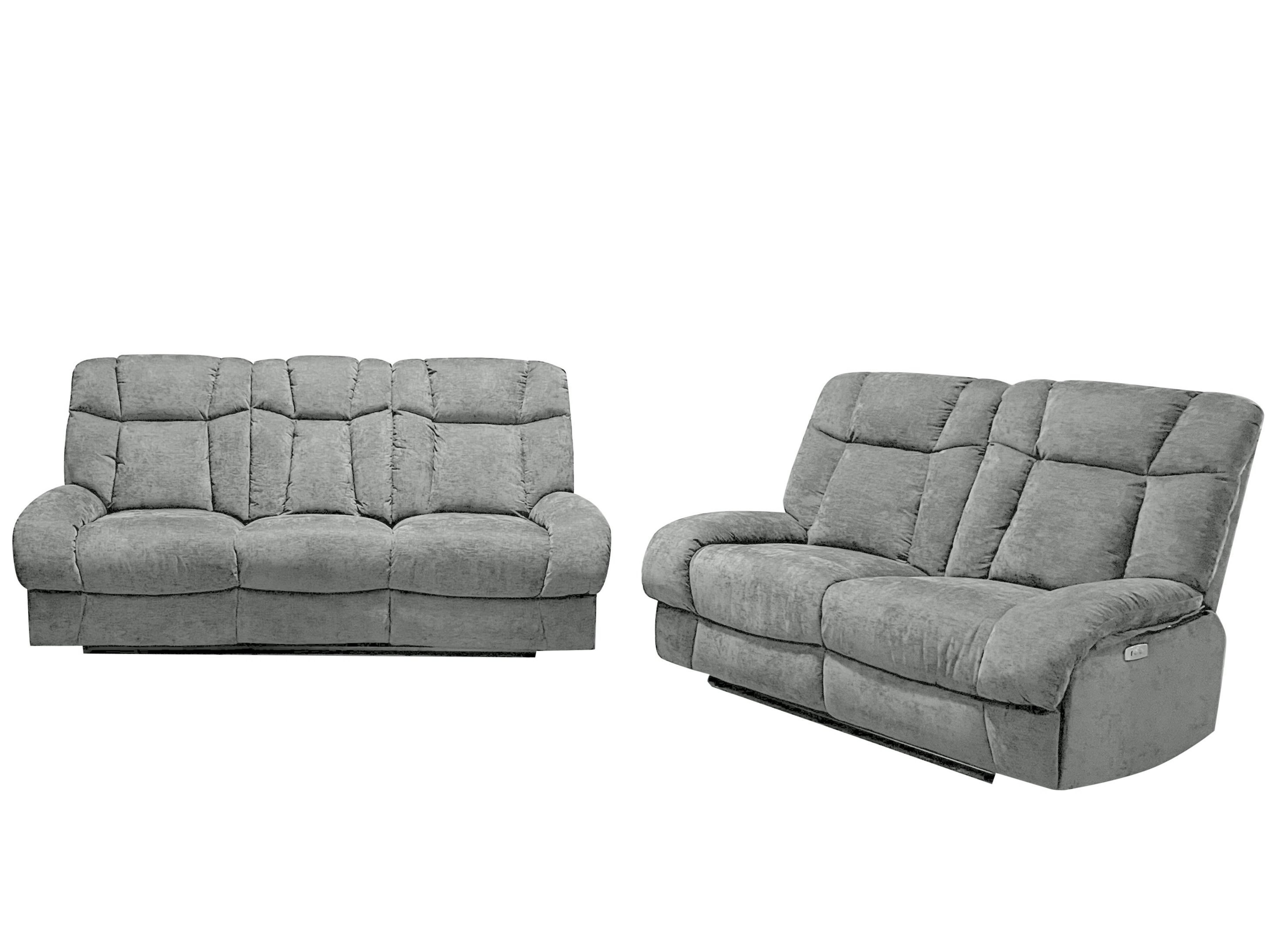 Harlow Fabric 2+3 Seater Electric Recliner Set Silver