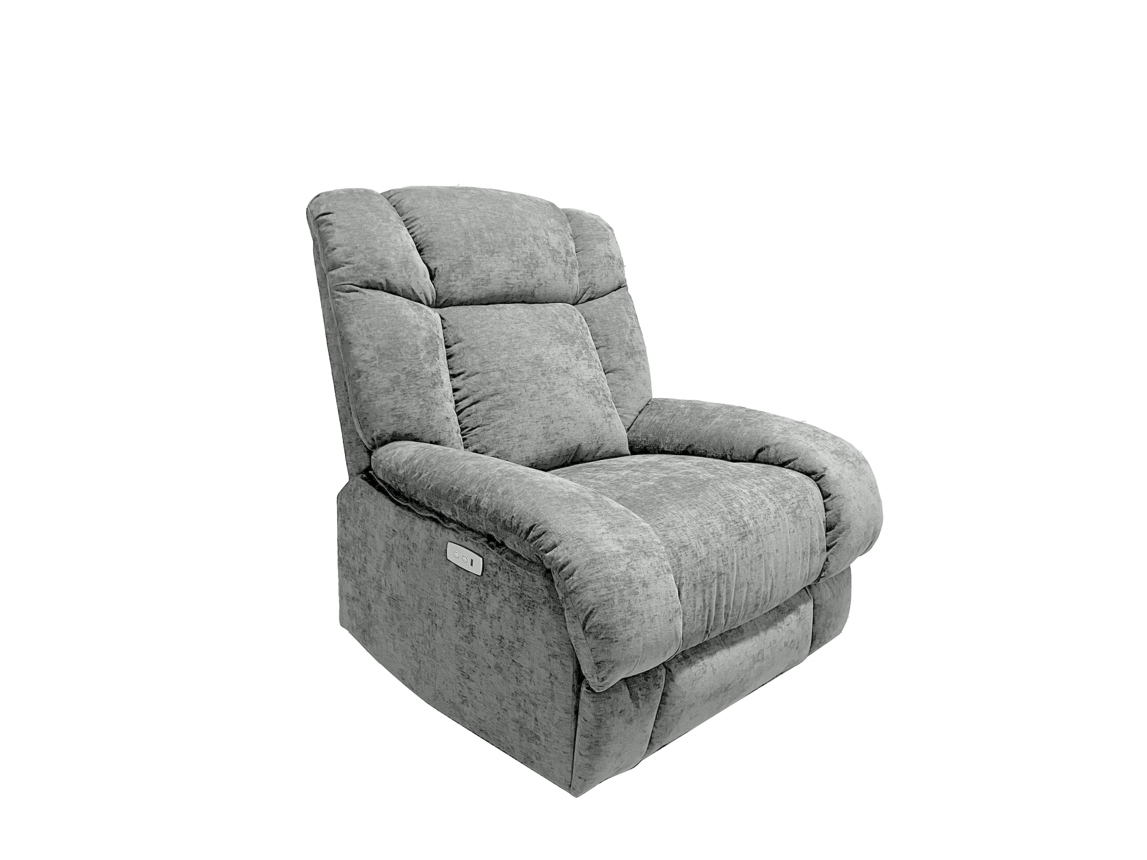 Harlow Fabric 2+3 Seater Electric Recliner Set Silver