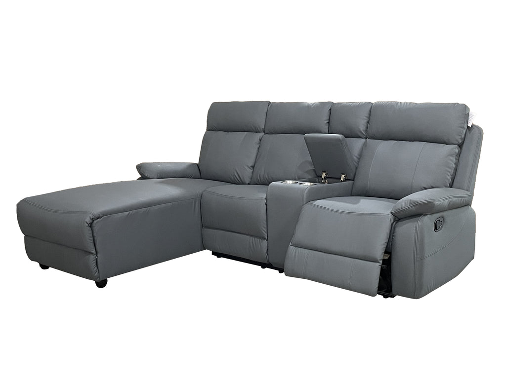 Harrison Anti scratch Leather Manual Recliner Right hand Corner Grey
