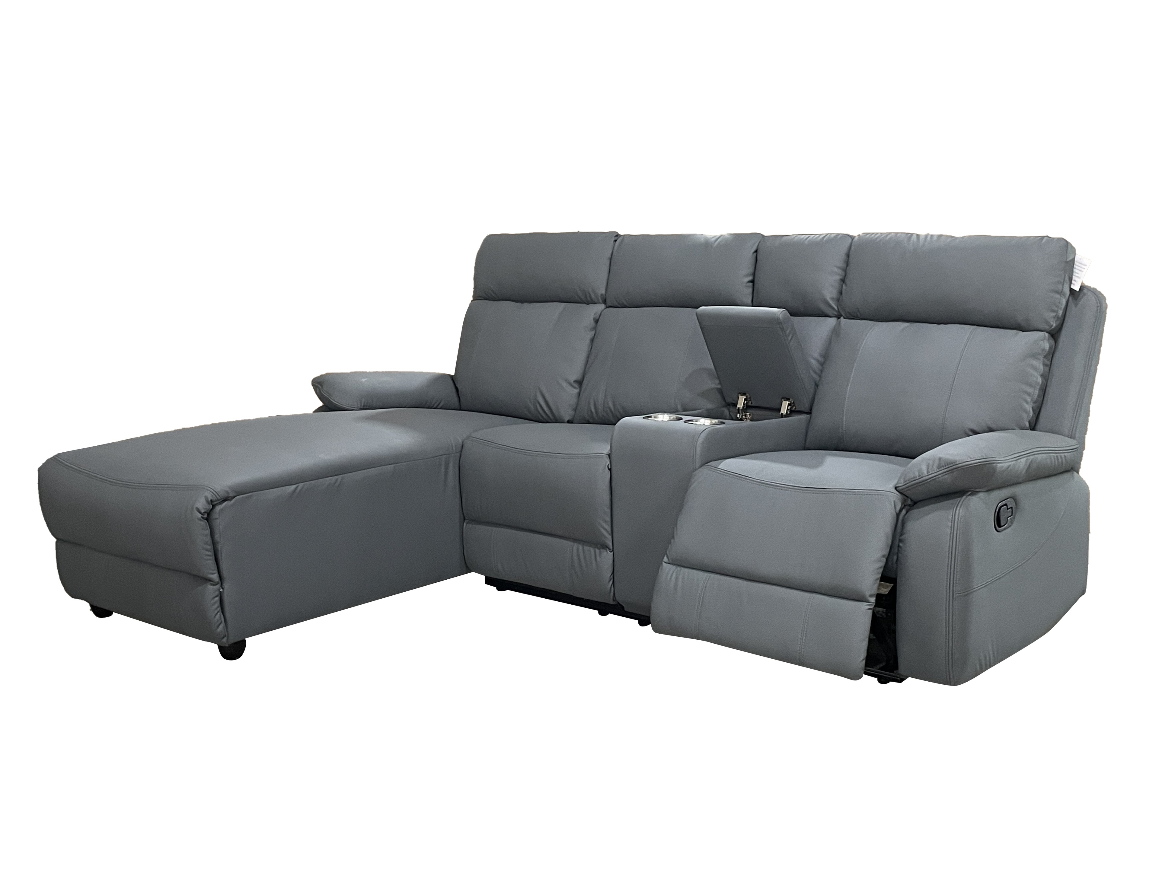 Harrison Anti scratch Leather Manual Recliner Right hand Corner Grey