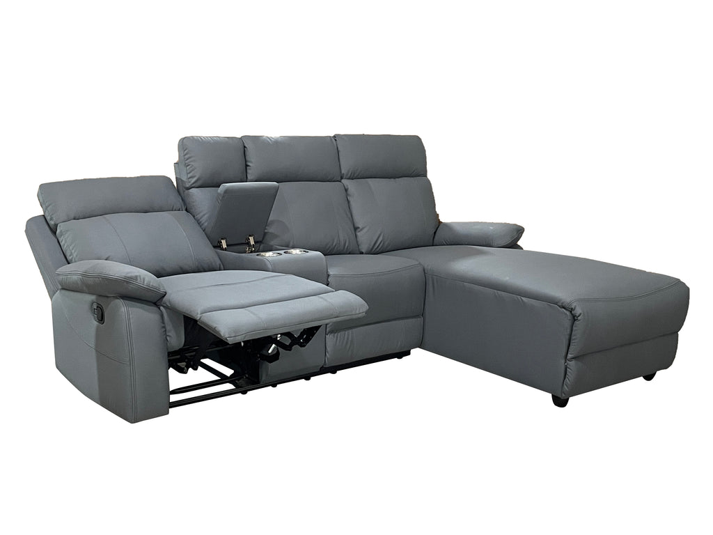 Harrison Anti scratch Leather Manual Recliner Right hand Corner Grey
