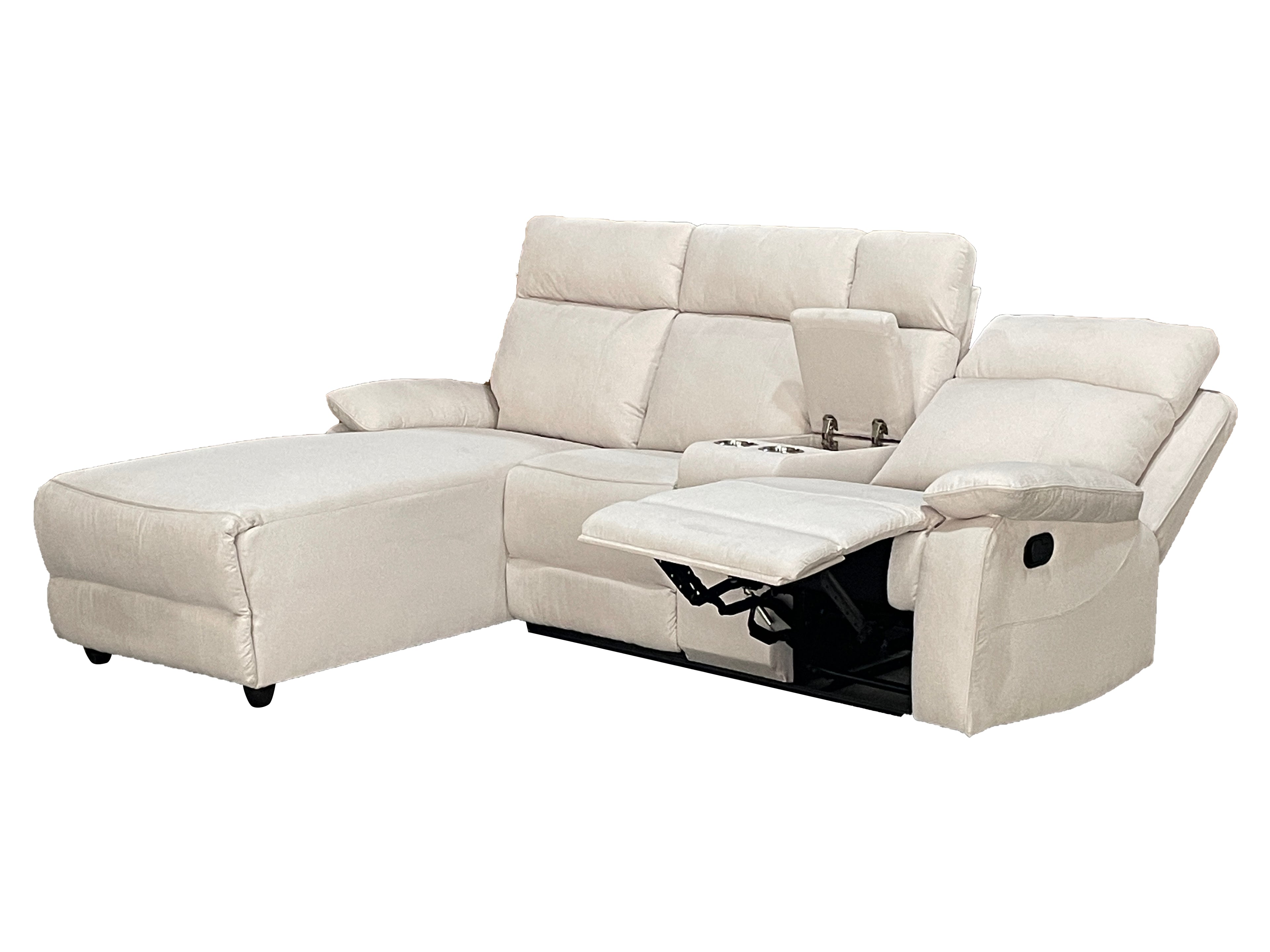Harrison Fabric Manual Recliner Right hand Corner Cream