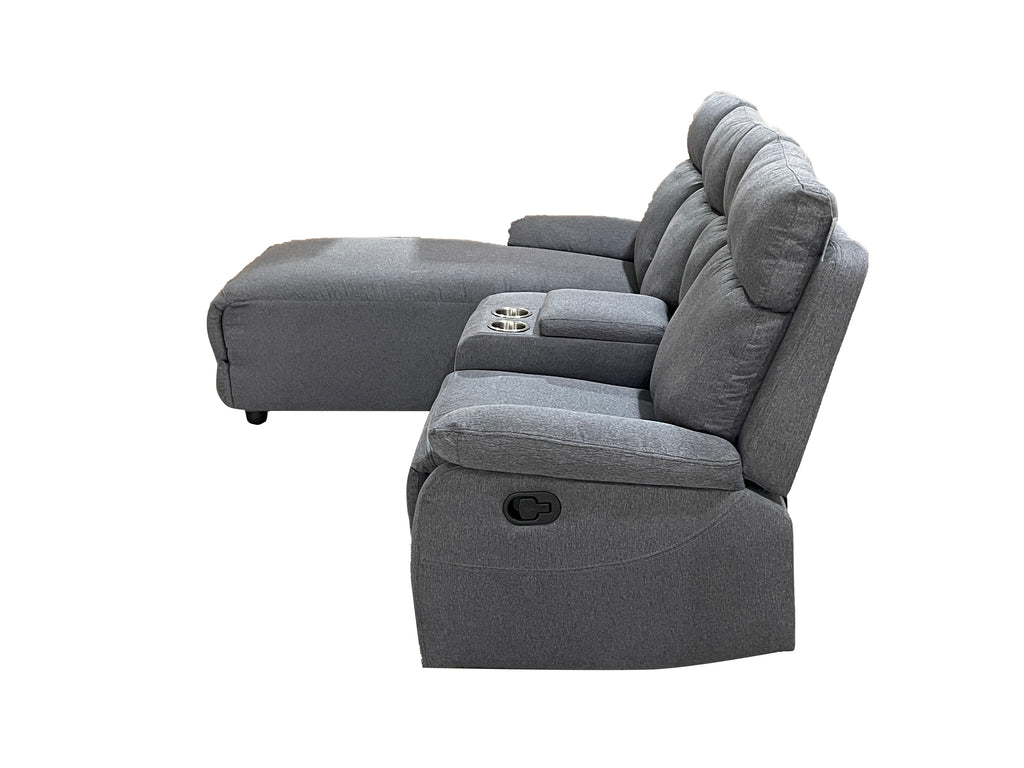 Harrison Fabric Manual Recliner Left hand Corner Grey