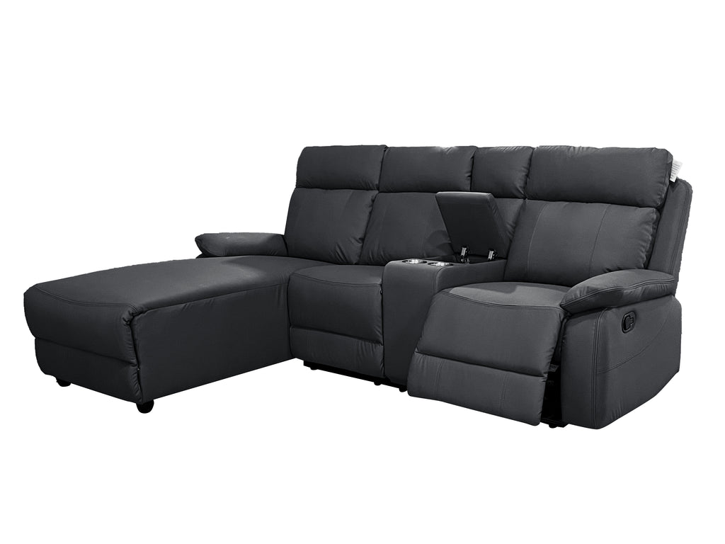 Harrison Anti scratch Leather Manual Recliner Right hand Corner Black