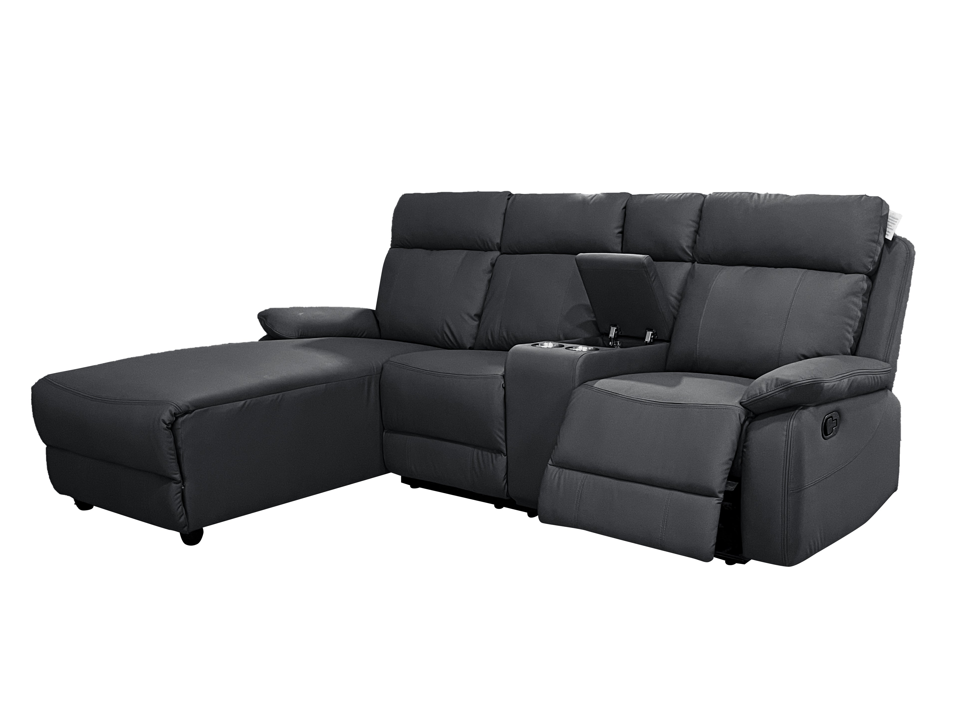 Harrison Anti scratch Leather Manual Recliner Right hand Corner Black