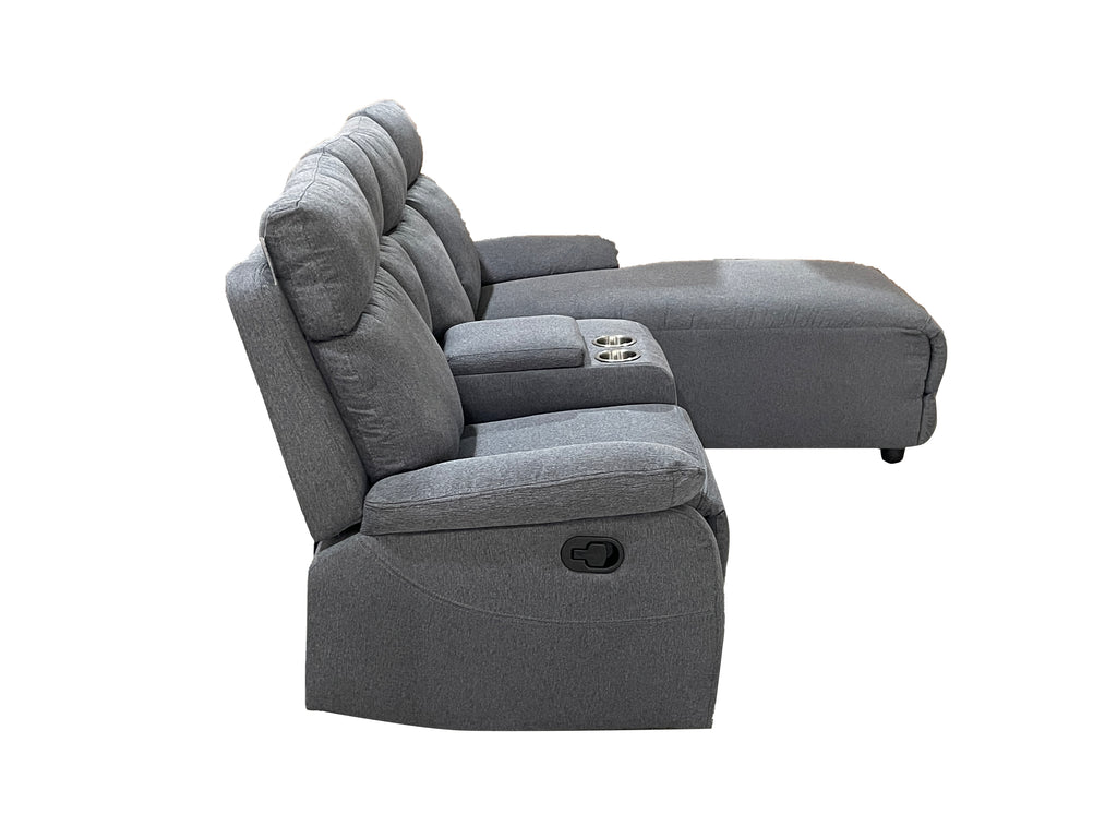 Harrison Fabric Manual Recliner Left hand Corner Grey