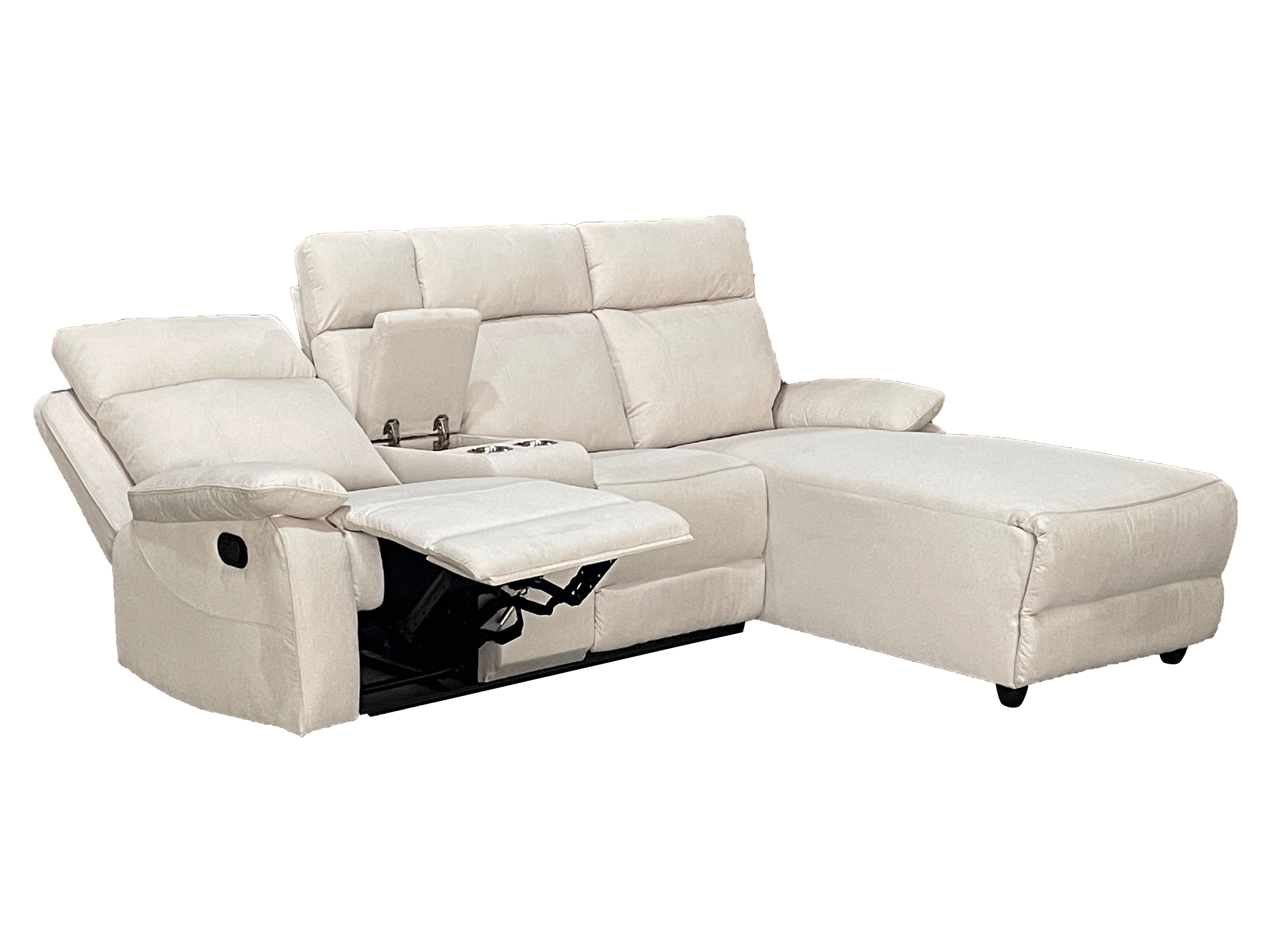 Harrison Fabric Manual Recliner Right hand Corner Cream