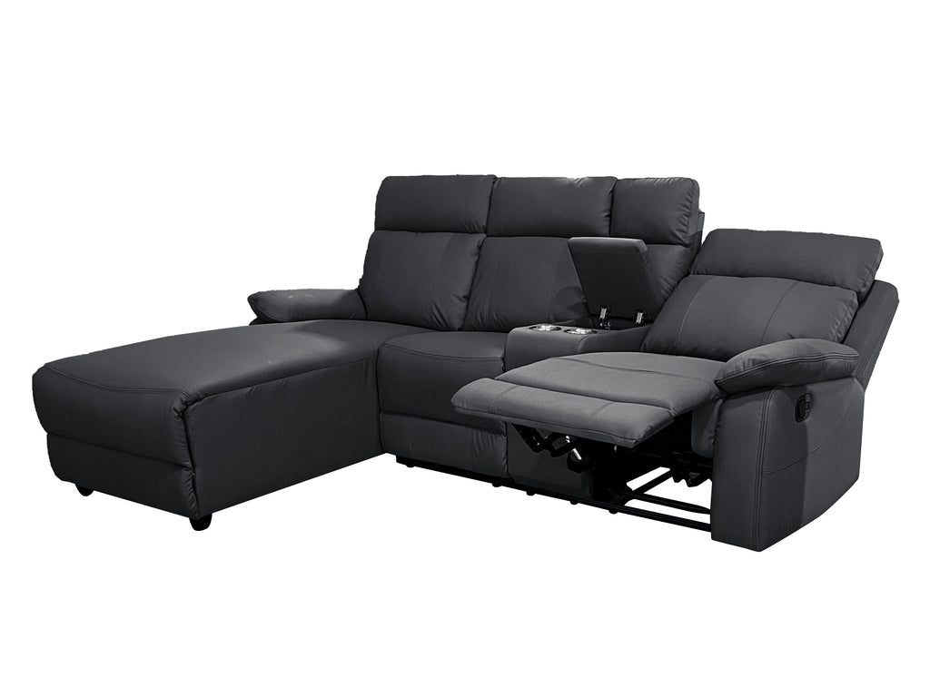 Harrison Anti scratch Leather Manual Recliner Right hand Corner Black