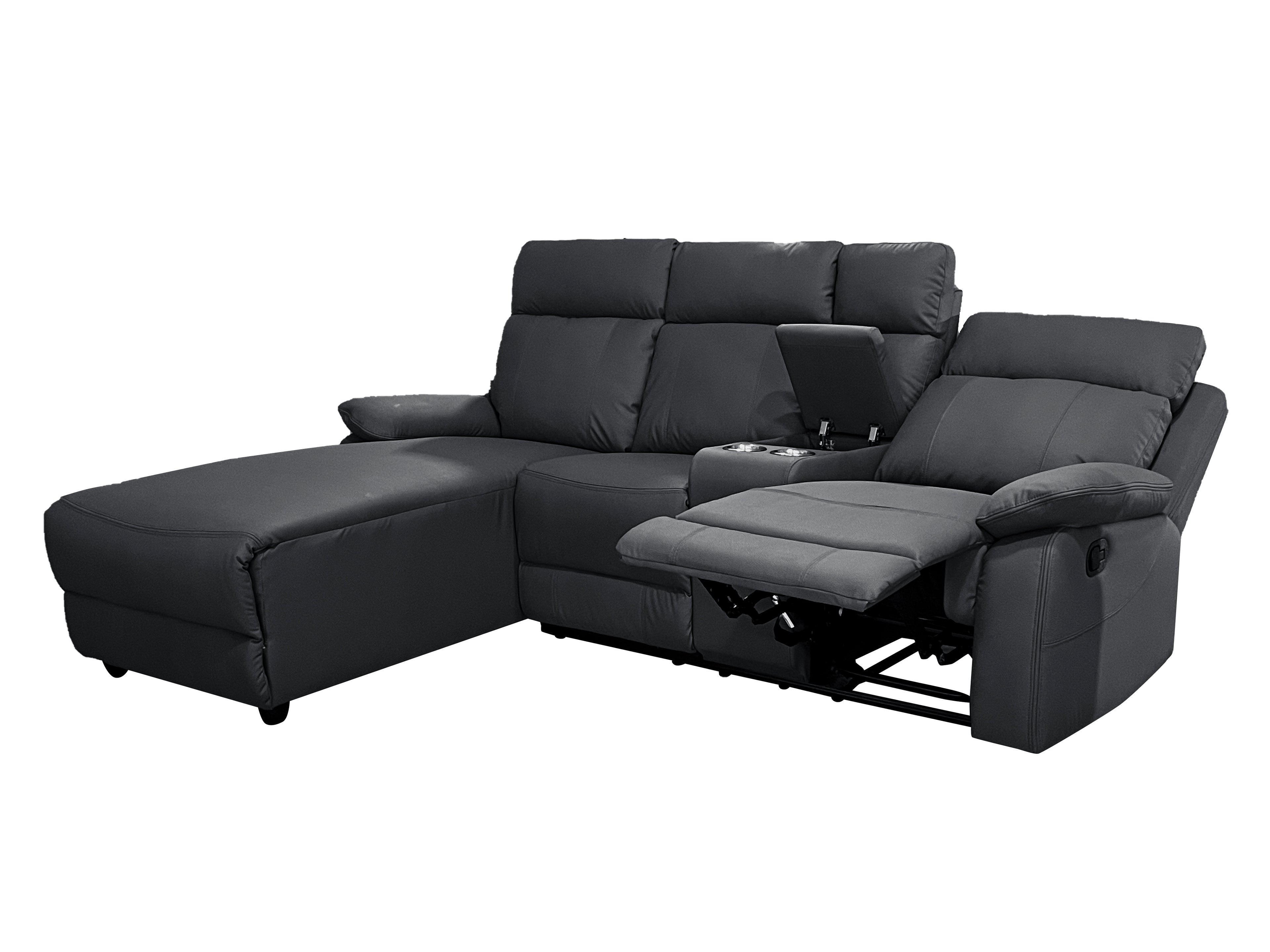 Harrison Anti scratch Leather Manual Recliner Right hand Corner Black