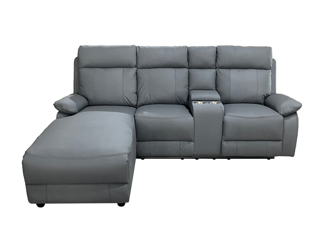 Harrison Anti scratch Leather Manual Recliner Right hand Corner Grey