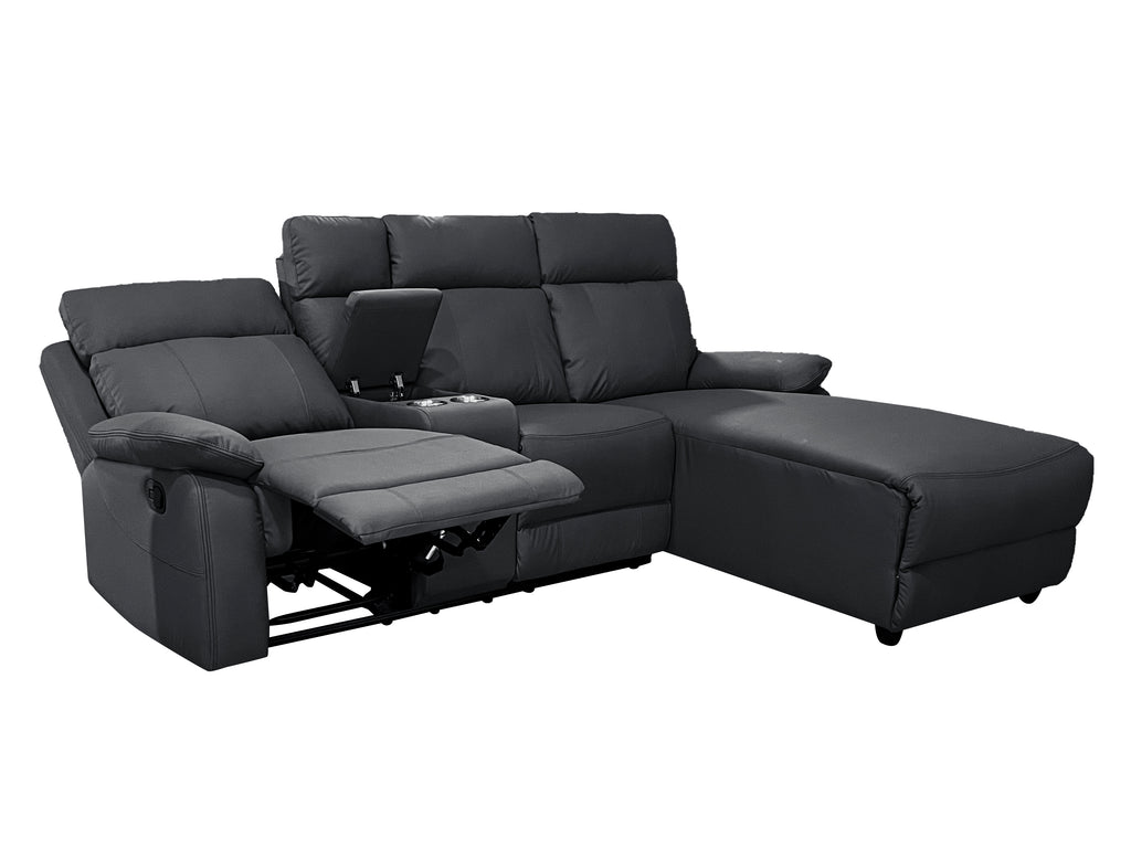 Harrison Anti scratch Leather Manual Recliner Right hand Corner Black