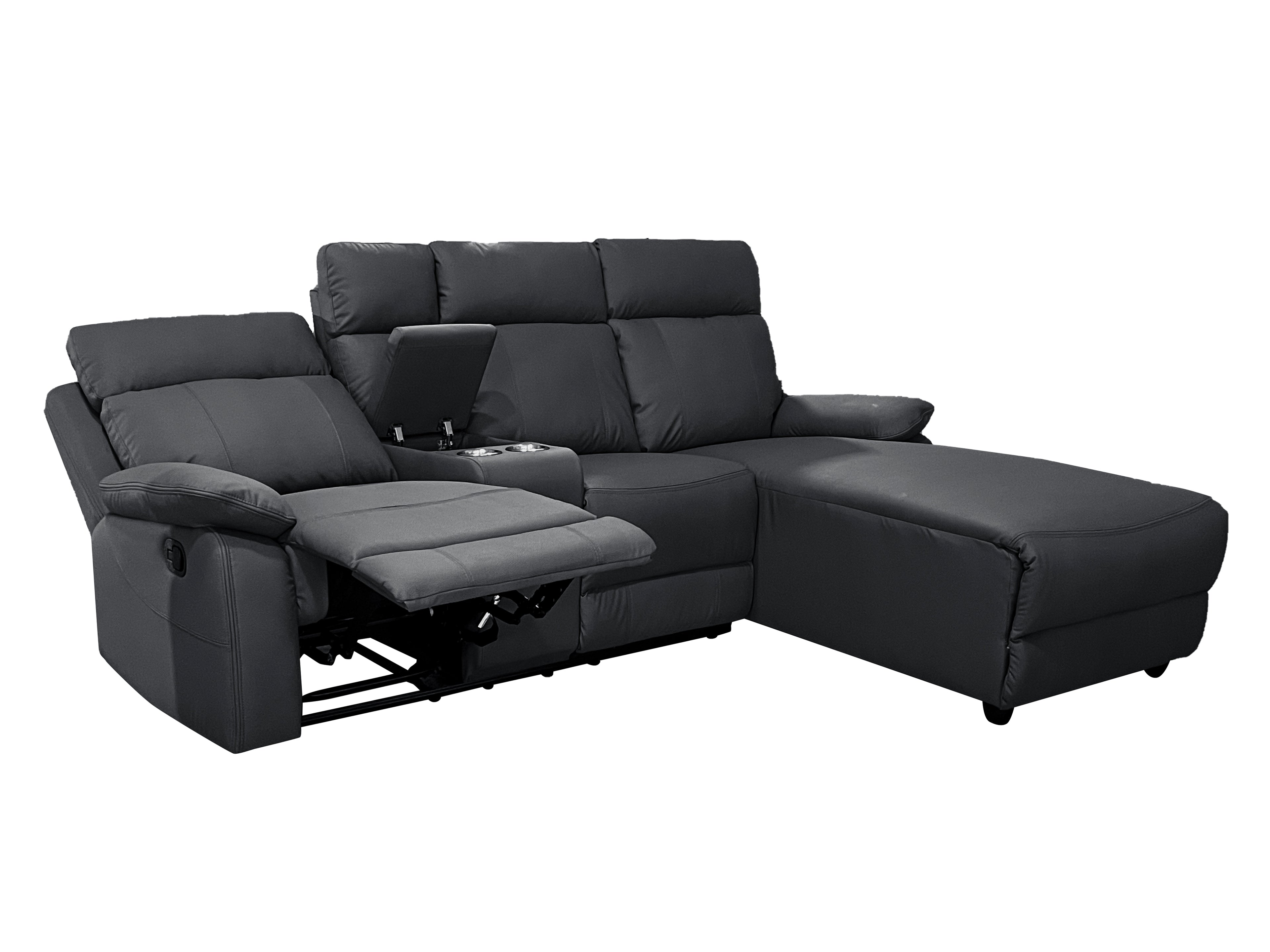Harrison Anti scratch Leather Manual Recliner Right hand Corner Black