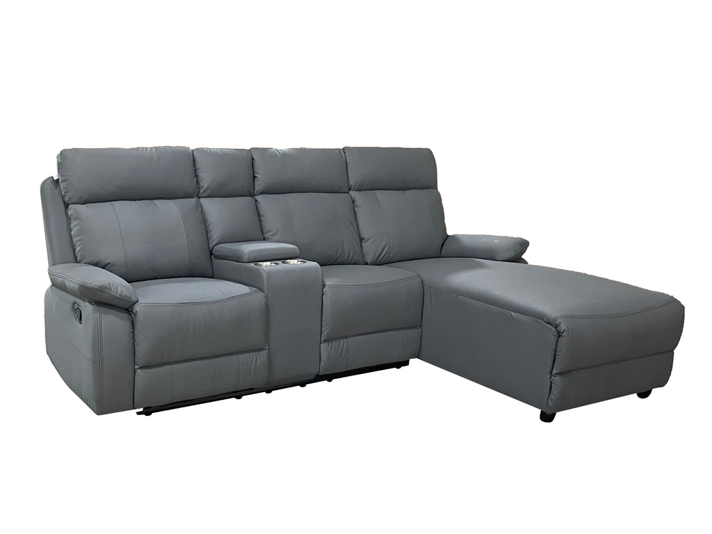 Harrison Anti scratch Leather Manual Recliner Right hand Corner Grey