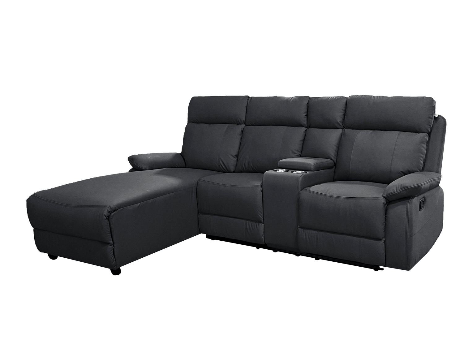 Harrison Anti scratch Leather Manual Recliner Right hand Corner Black