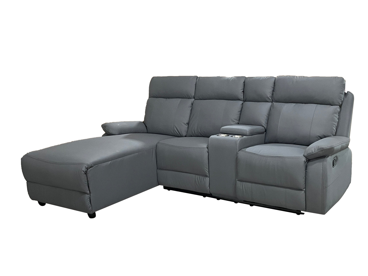 Harrison Anti scratch Leather Manual Recliner Right hand Corner Grey