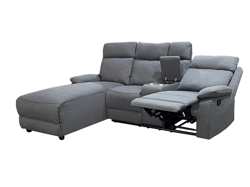 Harrison Fabric Manual Recliner Left hand Corner Grey