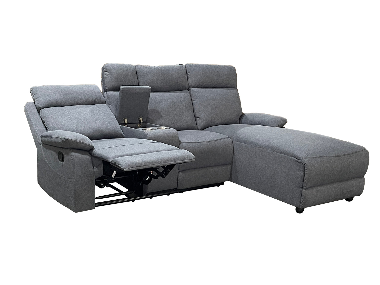 Harrison Fabric Manual Recliner Right hand Corner Grey