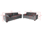 Henley 3 Seater Sofa Set with Cupholder on Side and and Storage Grey