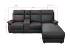 Harrison Anti scratch Leather Manual Recliner Right hand Corner Black