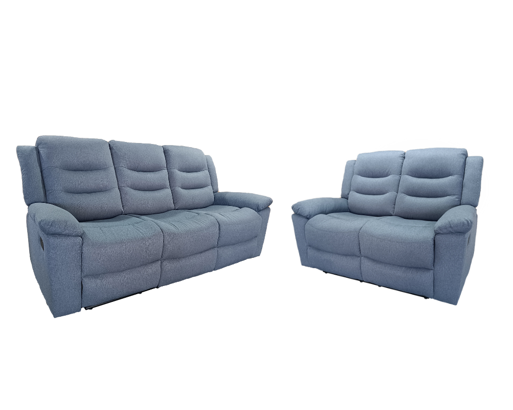 Roma 2 Seater Manual Recliner Fabric Grey