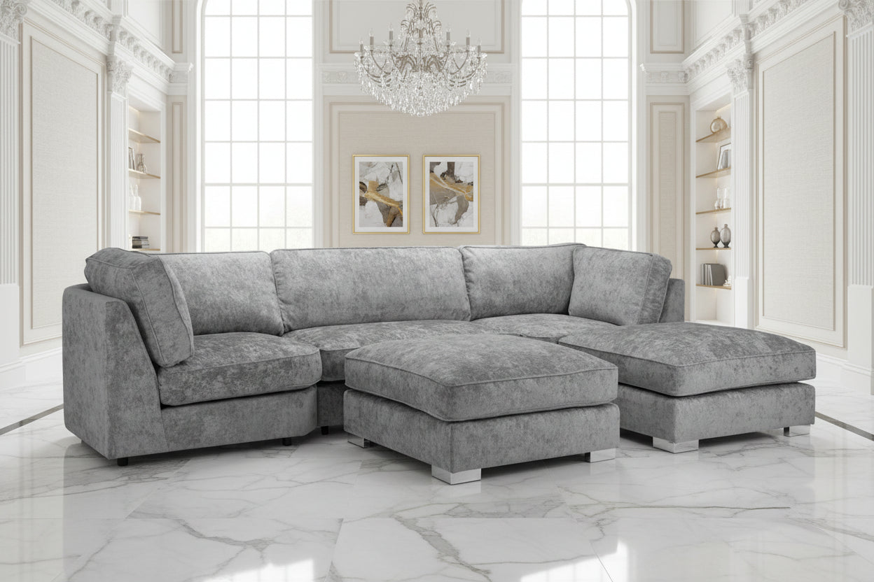 Bishop U shape Fullback Sofa Alaska Platinum