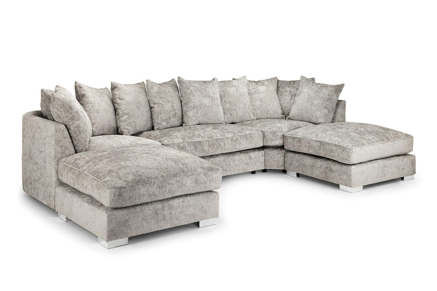 Bishop U shape Scatterback Sofa Alaska Platinum